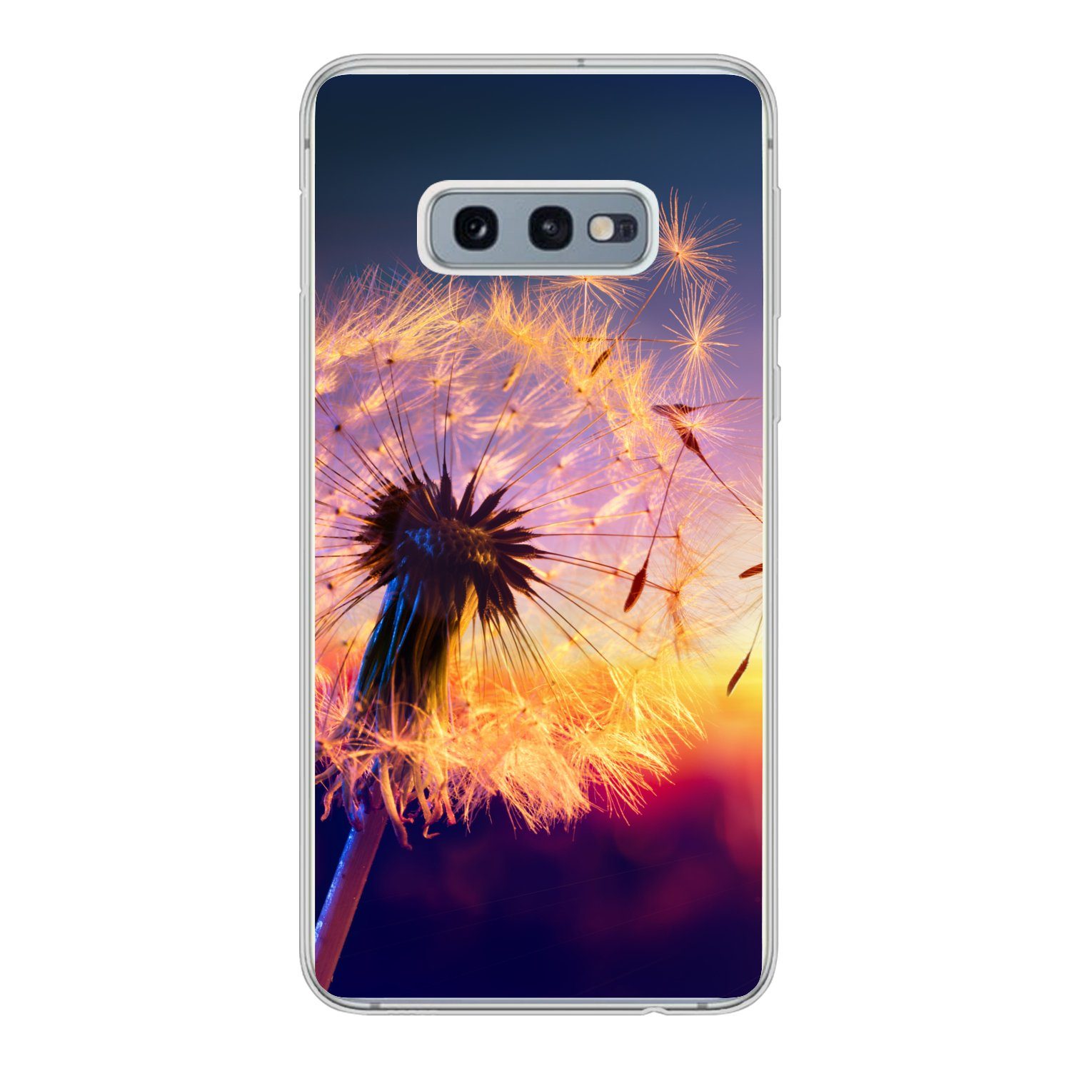 MuchoWow Handyhülle für Samsung Galaxy S10e Löwenzahn - Blumen - Sonnenuntergang - Horizon, Phone Case, Silikon, Schutzhülle Dünn