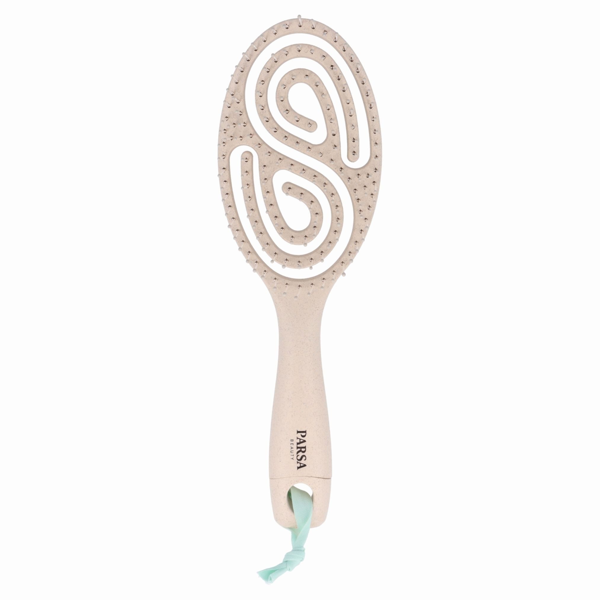 PARSA Beauty Haarbürste Nature Love Spiralbürste Beige aus Weizenstroh für sanftes Entwirren