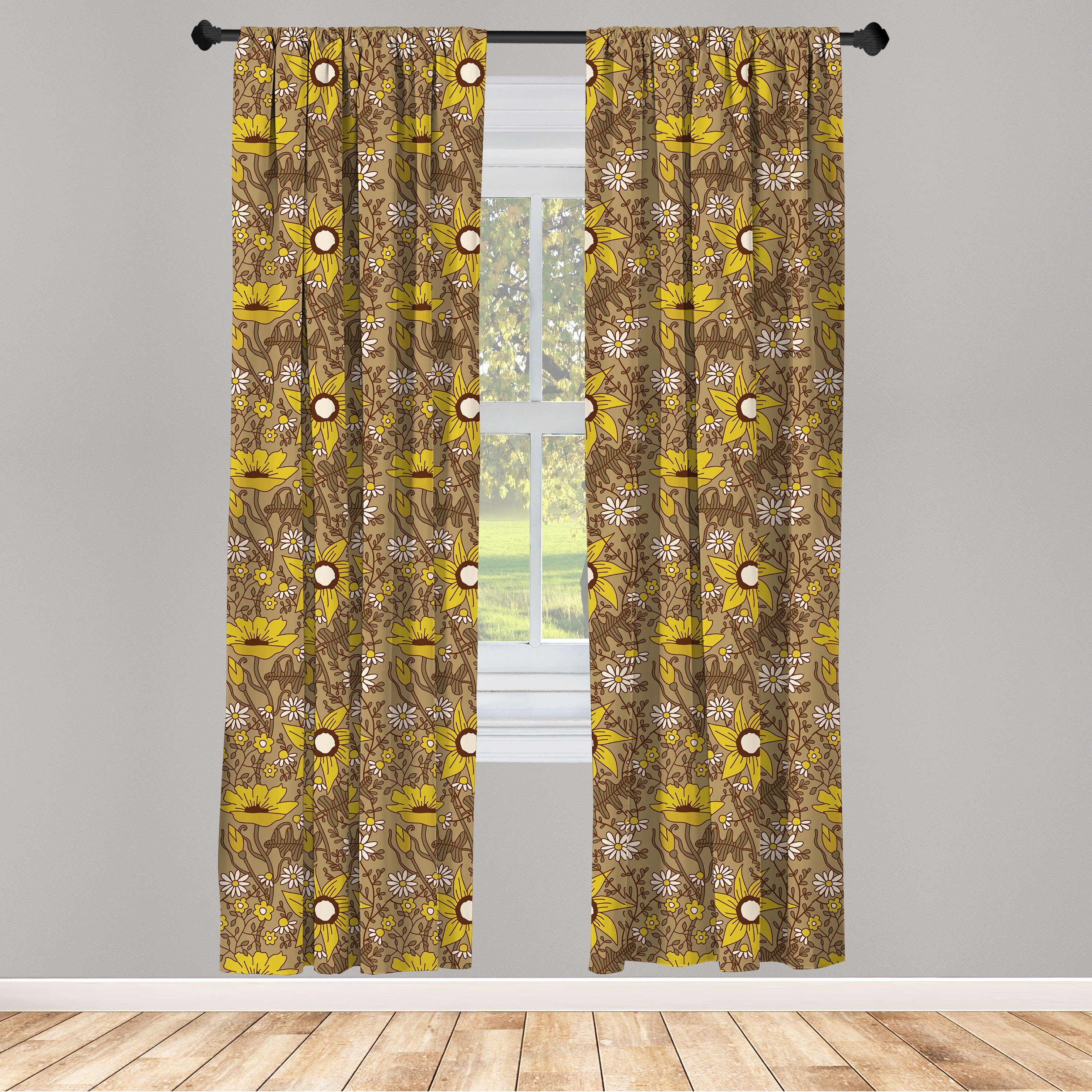 Gardine Vorhang für Wohnzimmer Schlafzimmer Dekor, Abakuhaus, Microfaser, Blumen Grafische Blumen Branchen