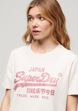 Superdry T-Shirt METALLIC VL RELAXED T SHIRT Print-Shirt mit glitzerndem Logo-Druck