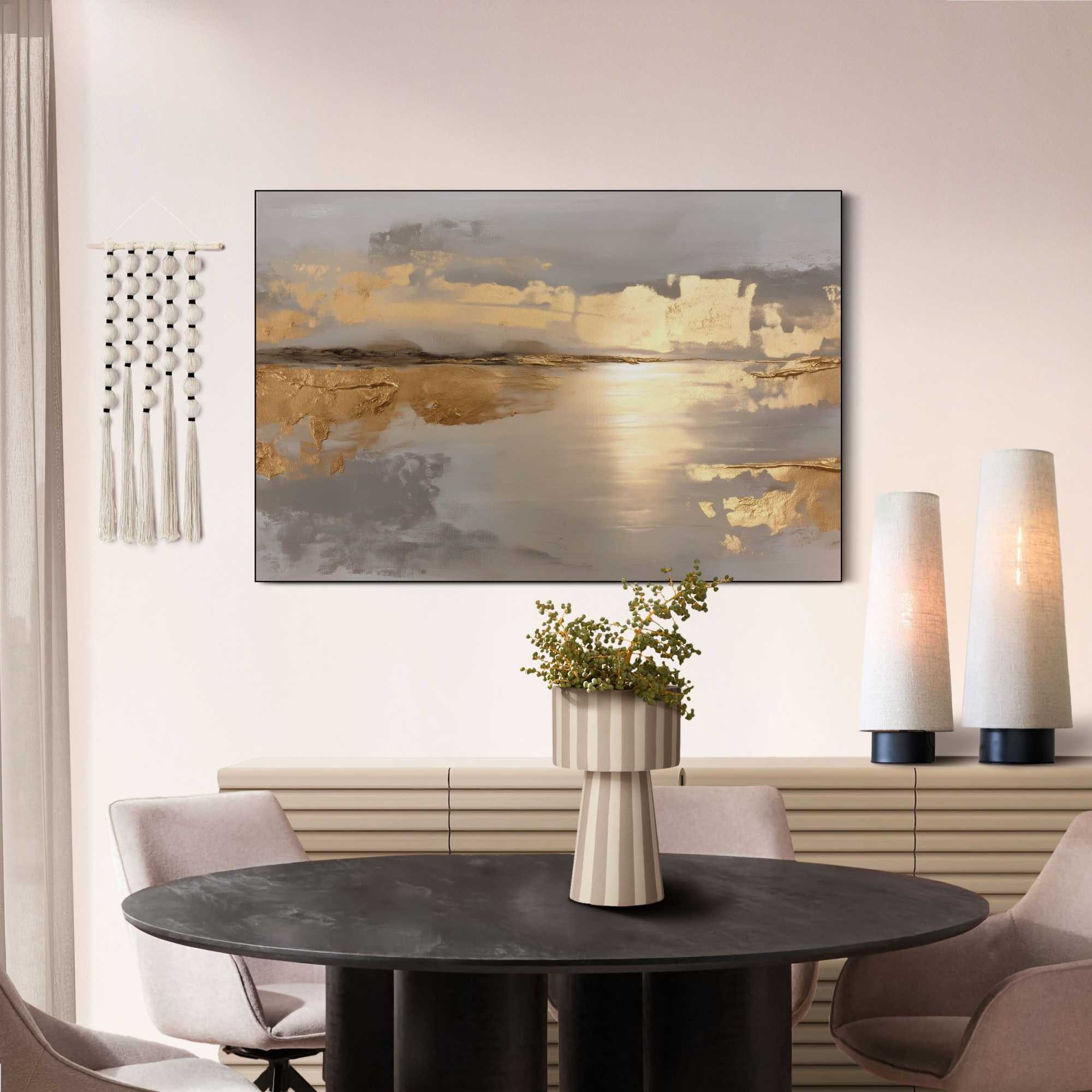 Reinders! Wandbild Goldener Horizont, (1 St), Wohnzimmer - Gold - MDF - Abstrakt - 90x60 cm