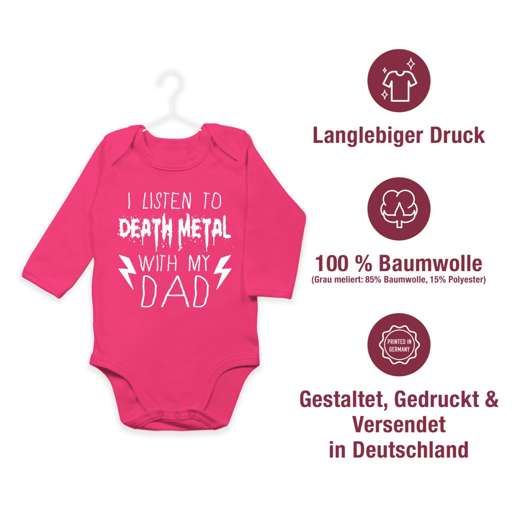 Sprüche 2 Baby Death Shirtracer Shirtbody Metal with my Fuchsia I listen weiß dad to