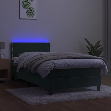 vidaXL Bett Boxspringbett mit Matratze & LED Dunkelgrün 80x200 cm Samt