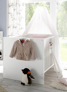 Storado Babyzimmer-Komplettset Babyzimmer Set „Sienna“ weiß matt / asteiche 7 tlg Babymöbelset