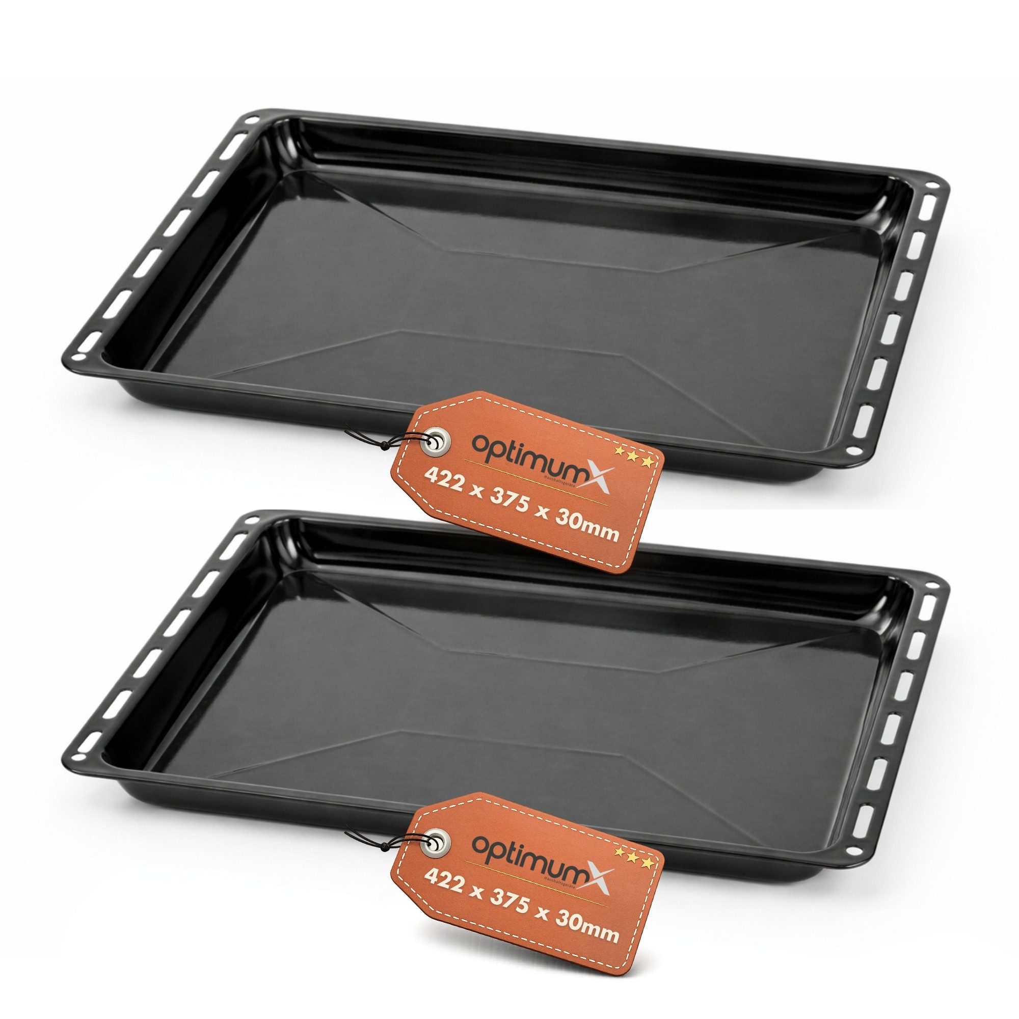 optimumX Backblech Emailliert Backblech Fettpfanne 422–445-455-460-465mm für Backofen, 2er-Standart