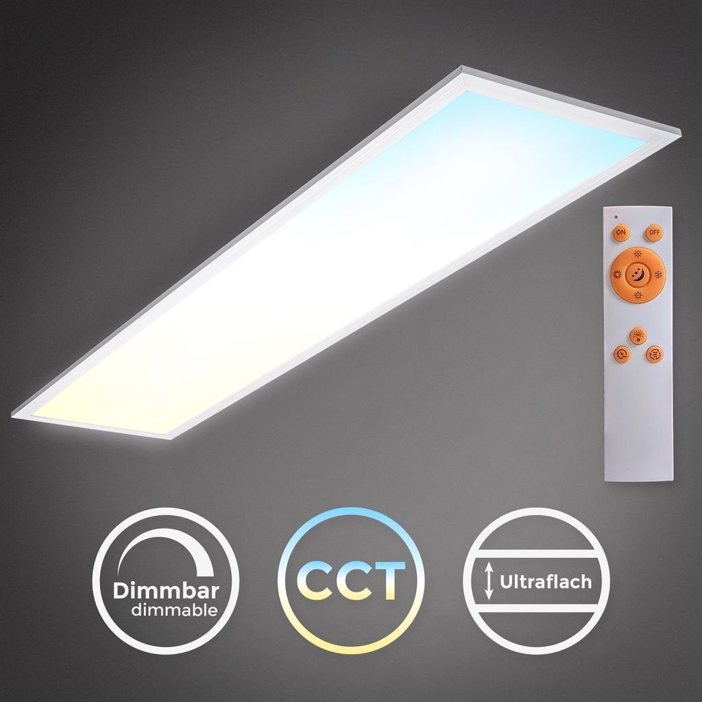 Lumen Nachtlicht Fernbedienung B.K.Licht LED 100x25cm Farbwechsler, 24 3000K-6500K dimmbar Warmweiß, LED Dimmfunktion, Timer CCT 2200 integriert, Memory Neutralweiß, BKL1326, Kaltweiß, Deckenlampe ultra-flach inkl fest Deckenleuchte Weiß Panel Watt