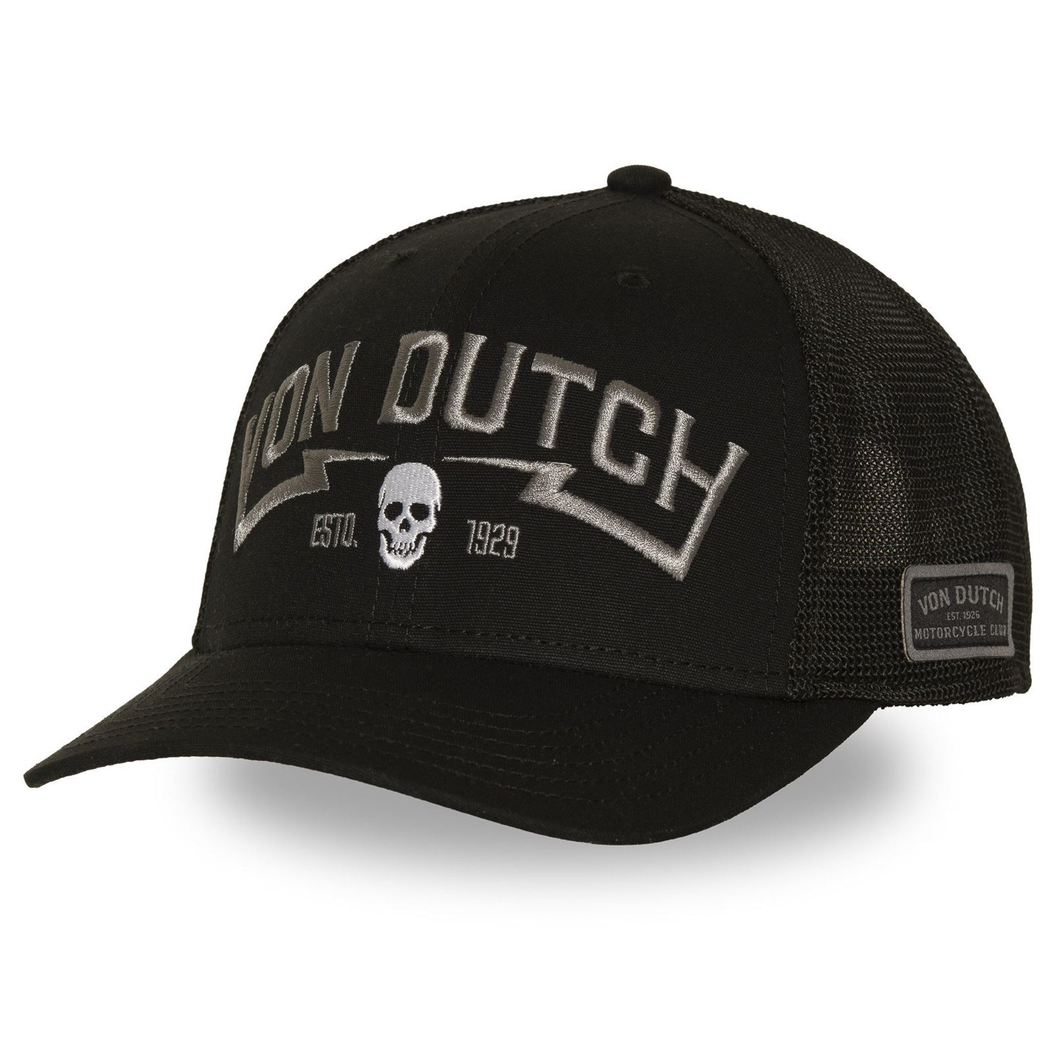 Von Dutch Trucker Cap Von Dutch Originals Trucker Cap Half Curved VON DUTCH Premium (Basecap, Basecap, Meshcap, Trucker Kappe) Druck auf Schirmunterseite