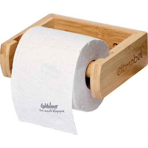elbmöbel Toilettenpapierhalter Elbmöbel Toilettenpapierhalter Bambus FSC (mit abnehmbarem Rollenhalter), Ohne Bohren, Selbstklebend oder Schrauben