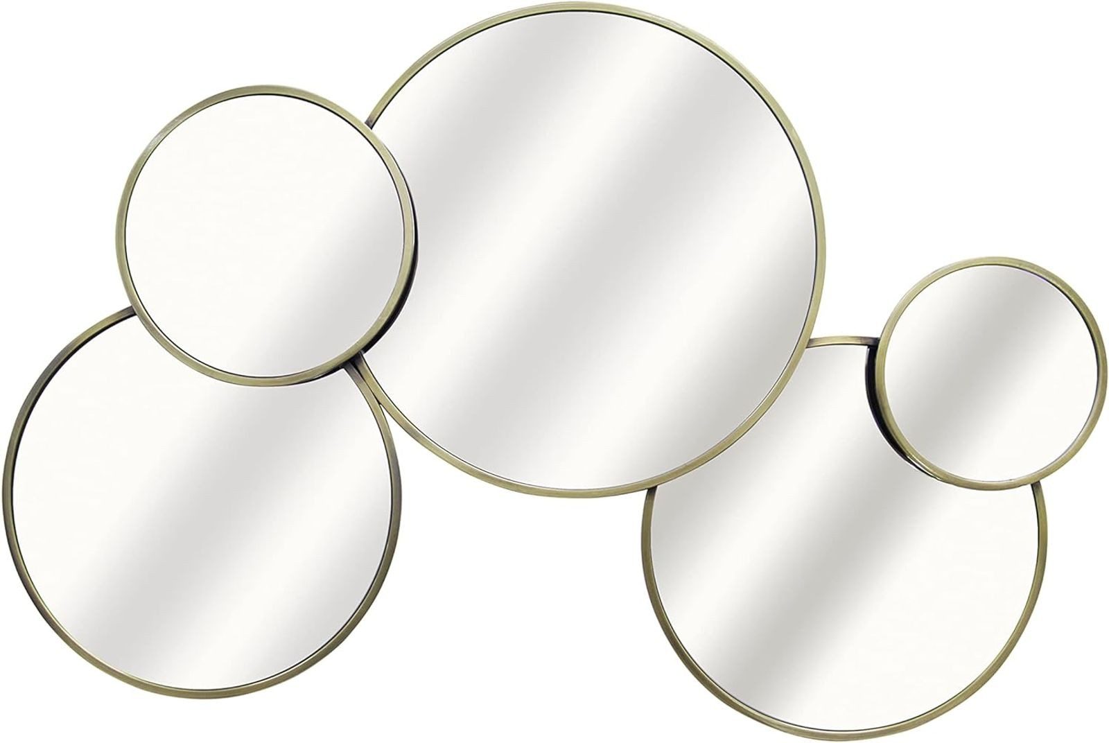 Adeo Services Wandspiegel runder Multi Зеркало 5 Wohnzimmerspiegel Badezimmerspiegel (5 verschiedene Größen), Vergoldetes Mattes Metall