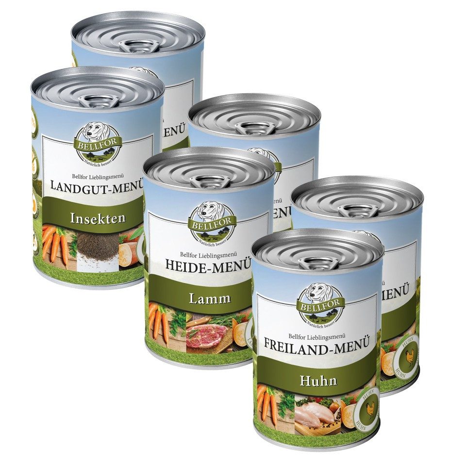 Bellfor Bellfor Starter-Paket Hundefutter Nass mit Huhn, Lamm und Insekten - F, für: Hunde