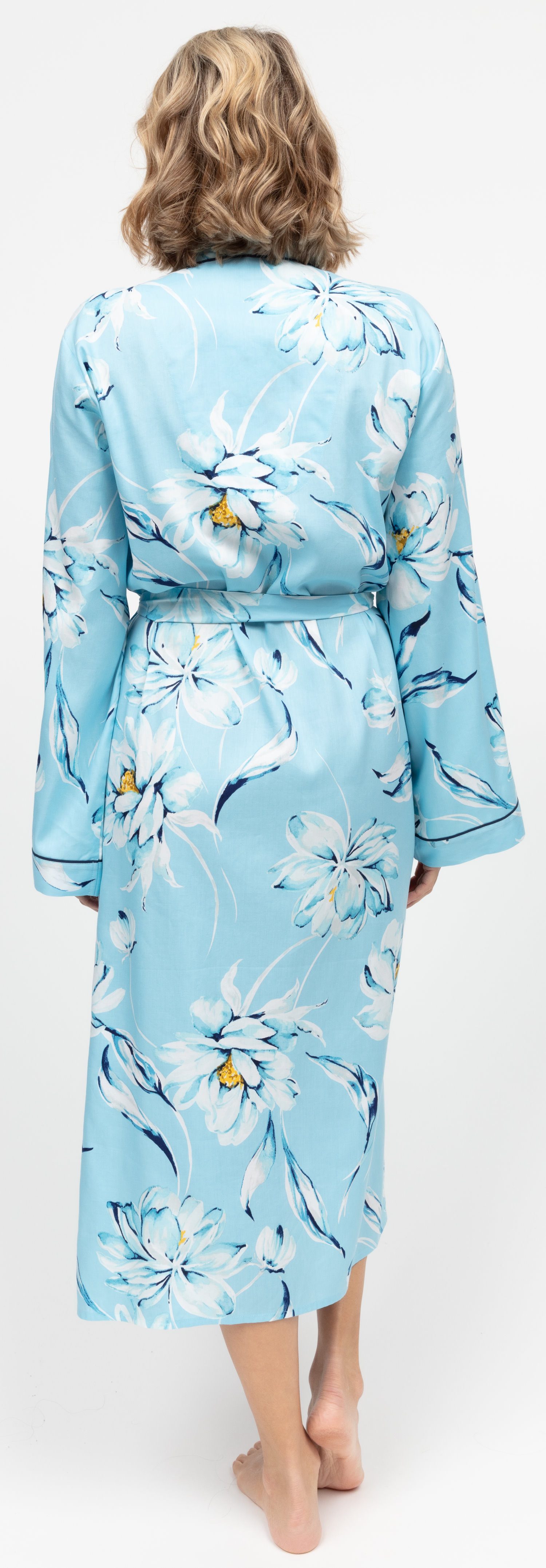 Cyberjammies Morgenmantel Damen Kimono, lang, Baumwollmischung, Kimonokragen, Gürtel, Modisches Design