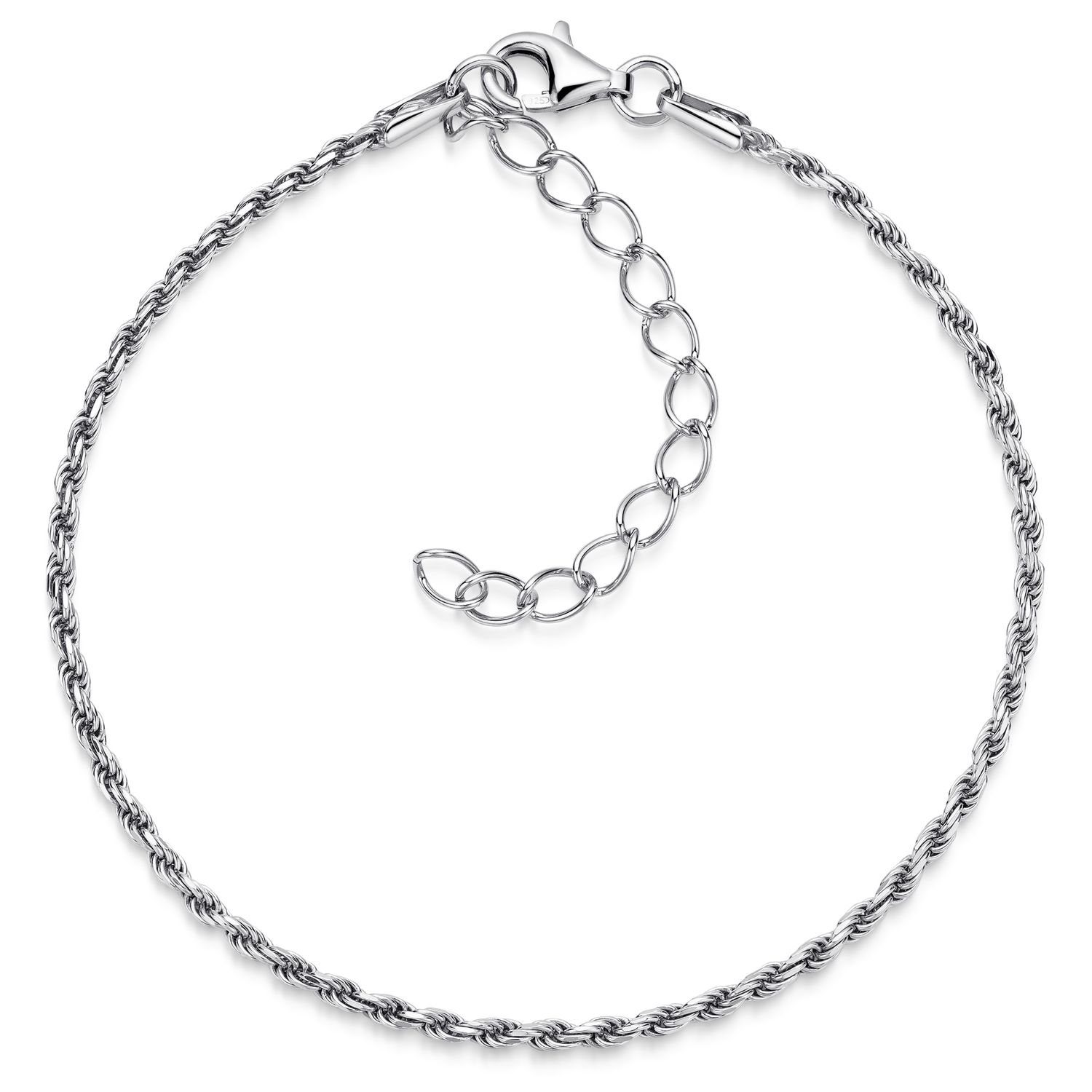 Materia Silberarmband rhodiniert SA-27, 18-23cm Silber, 925 1,2mm Kordelkette Sterling gedreht