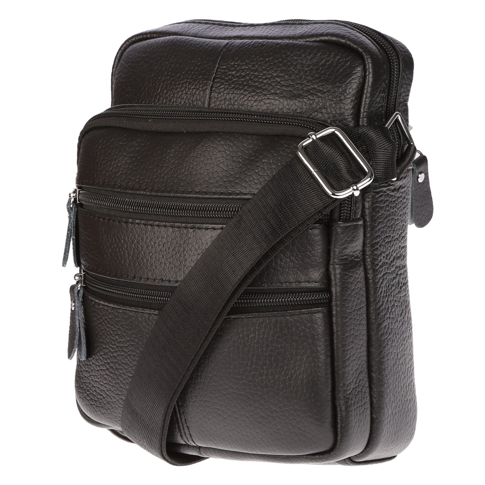 Christian Wippermann Umhängetasche Herren Damen echt Leder Umhängetasche Tasche (1 tlg), Schultertasche Arbeitstasche Schwarz