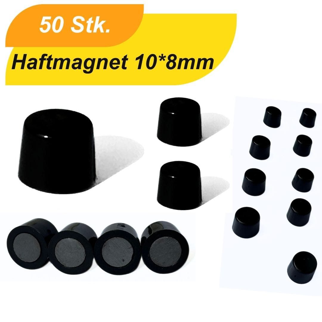 Magnet Pinboard Magnete 10x8mm rund schwarz für Büro, Kühlschrank, Tafel und (10-St)