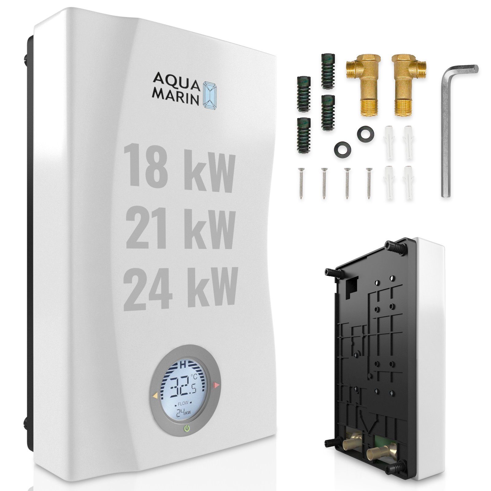 Aquamarin Durchlauferhitzer Aquamarin® Durchlauferhitzer 3in1 Elektronisch Einstellbar 18/21/24kW
