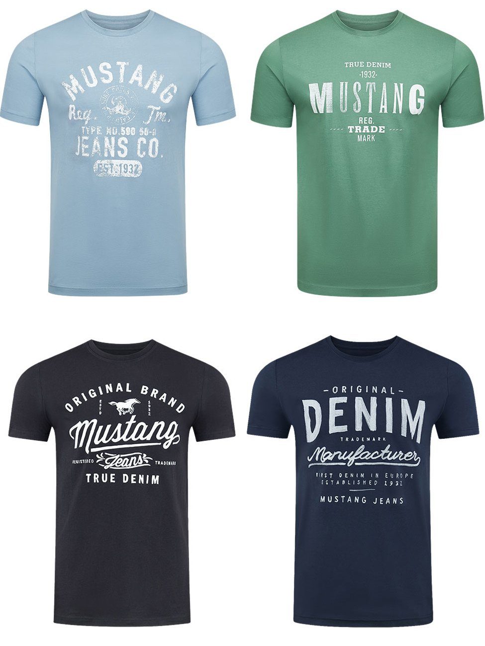 MUSTANG T-Shirt Herren Printshirt 4er Pack günstig online kaufen