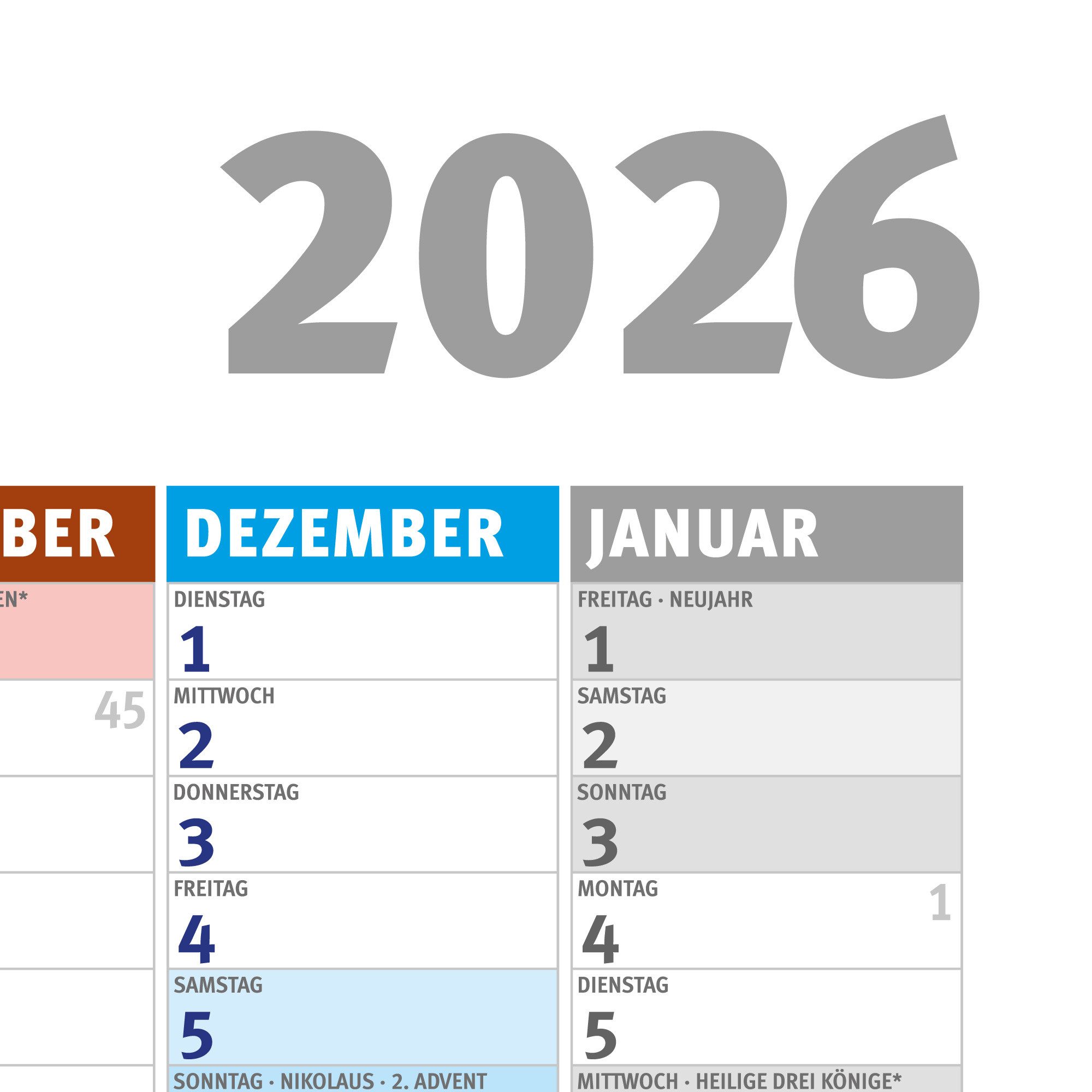 Poster Jahresplaner 2026 - Wandplaner Kalender günstig online kaufen