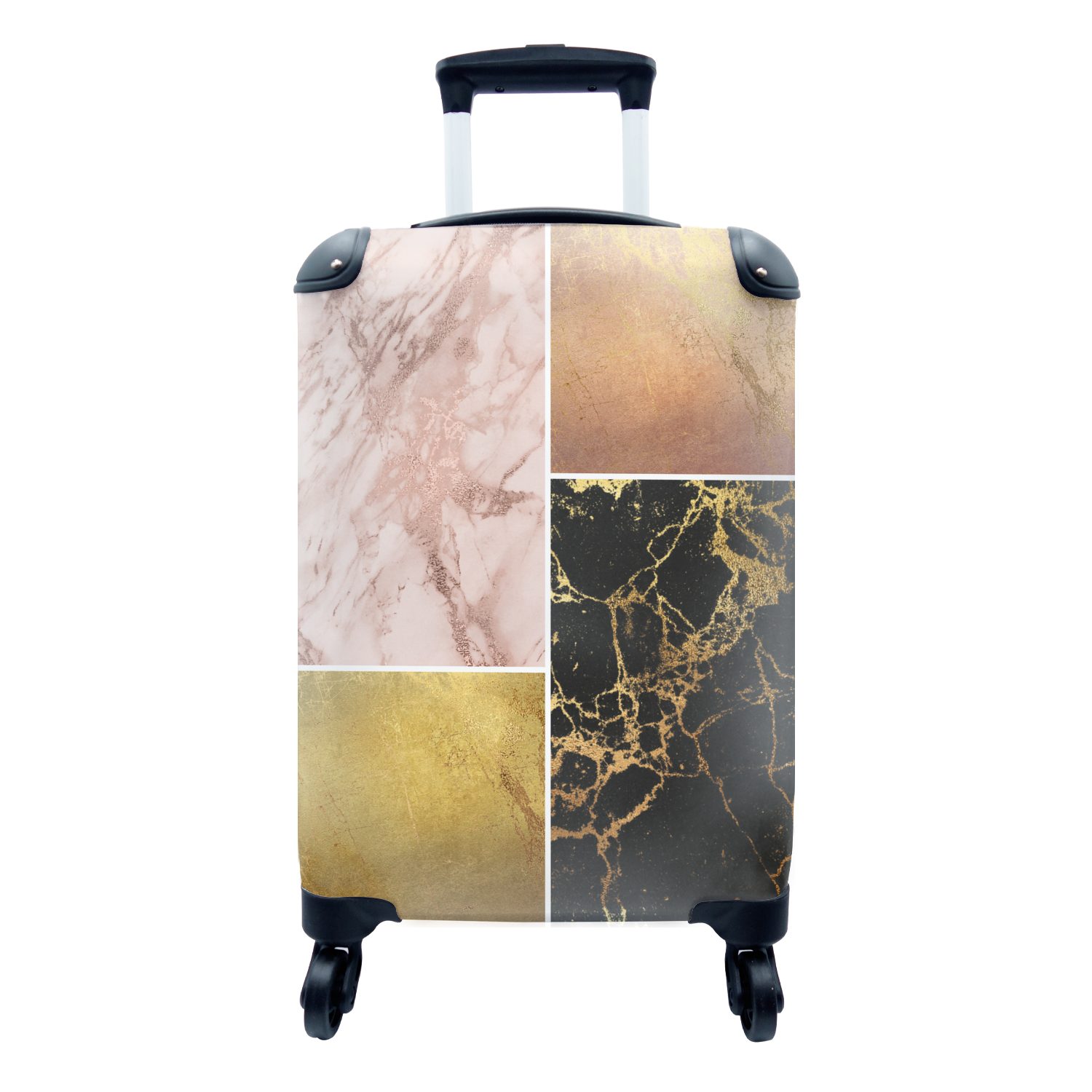 MuchoWow Handgepäckkoffer Marmor - Luxus - Design, 4 Rollen, Reisetasche mit rollen, Handgepäck für Ferien, Trolley, Reisekoffer