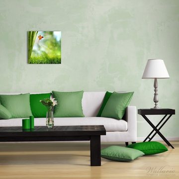 Wallario Glasbild, Schmetterling im Grünen mit Bambus, in verschiedenen Ausführungen