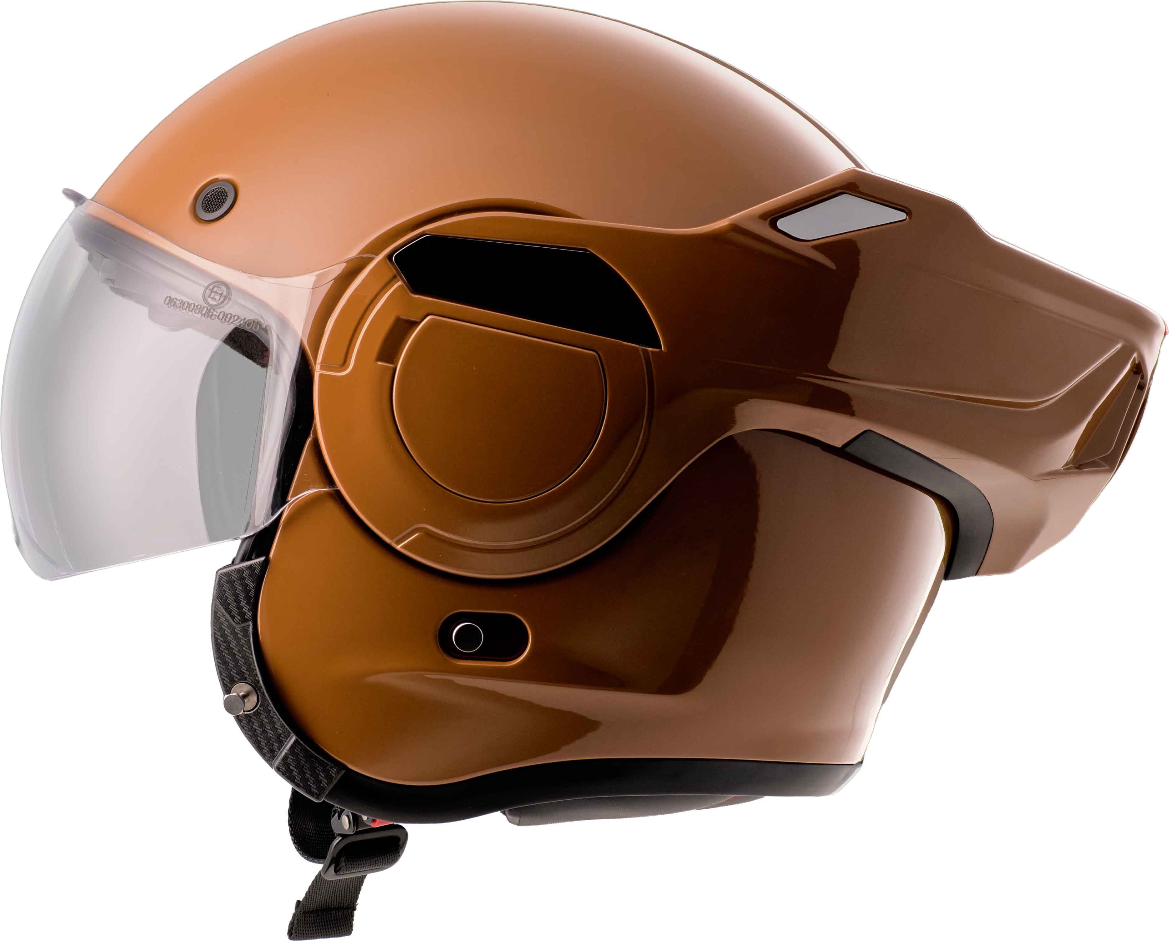 Burnout Motorradhelm Flipback Vortex Cognac