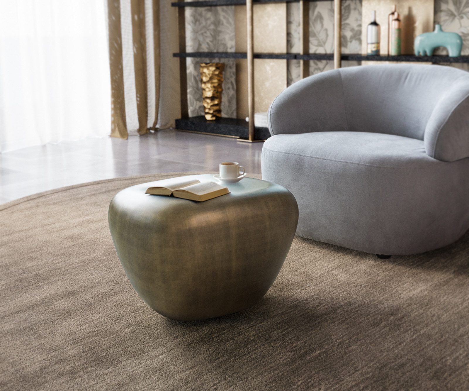 DELIFE Couchtisch Caramia, Metallic Gold 55x45 cm Couchtisch
