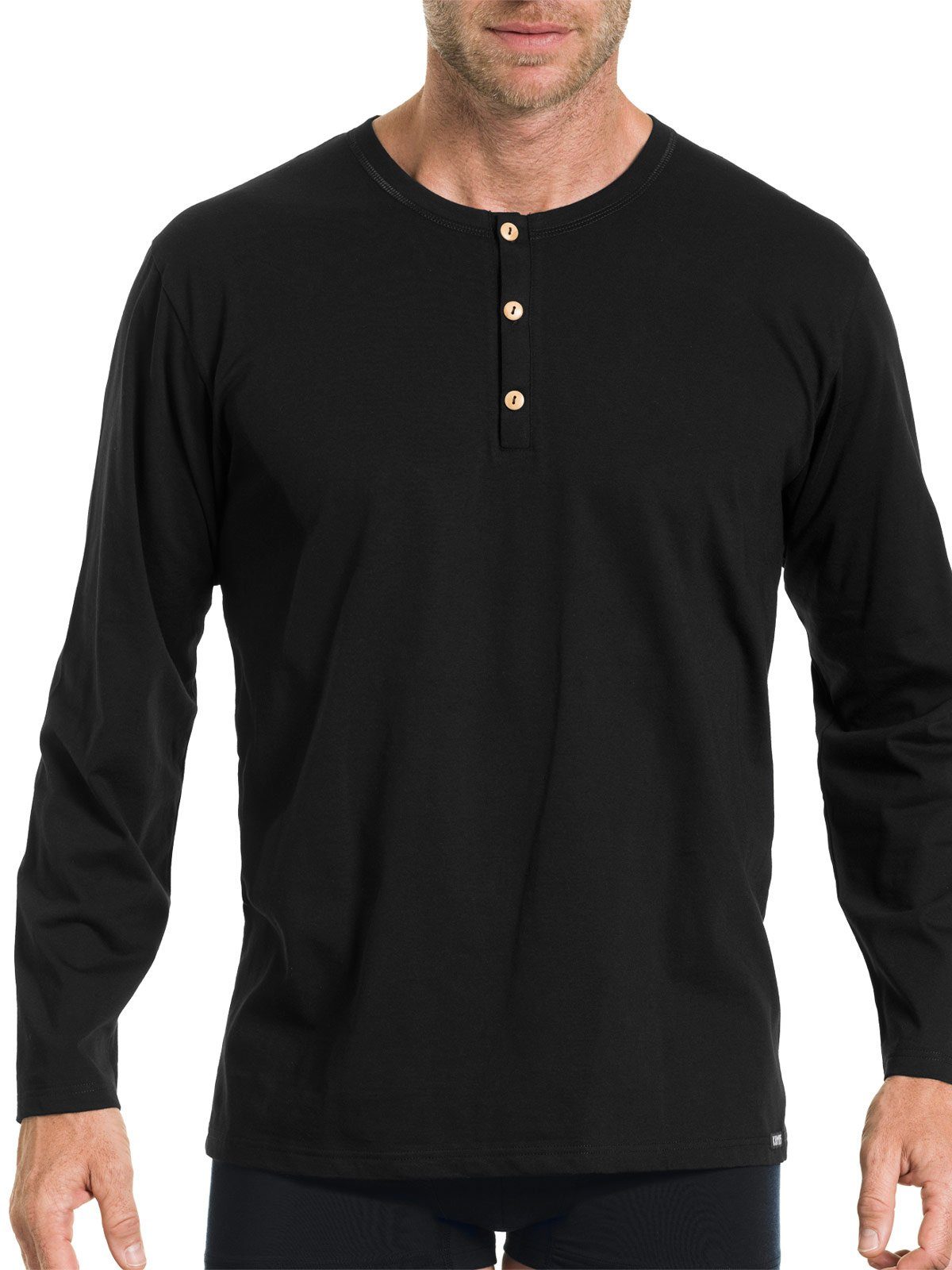 stahlgrau-melange Bio langarm 2er 2-St) KUMPF Cotton Sparpack hohe Unterziehshirt (Spar-Set, schwarz Markenqualität Herren Shirt
