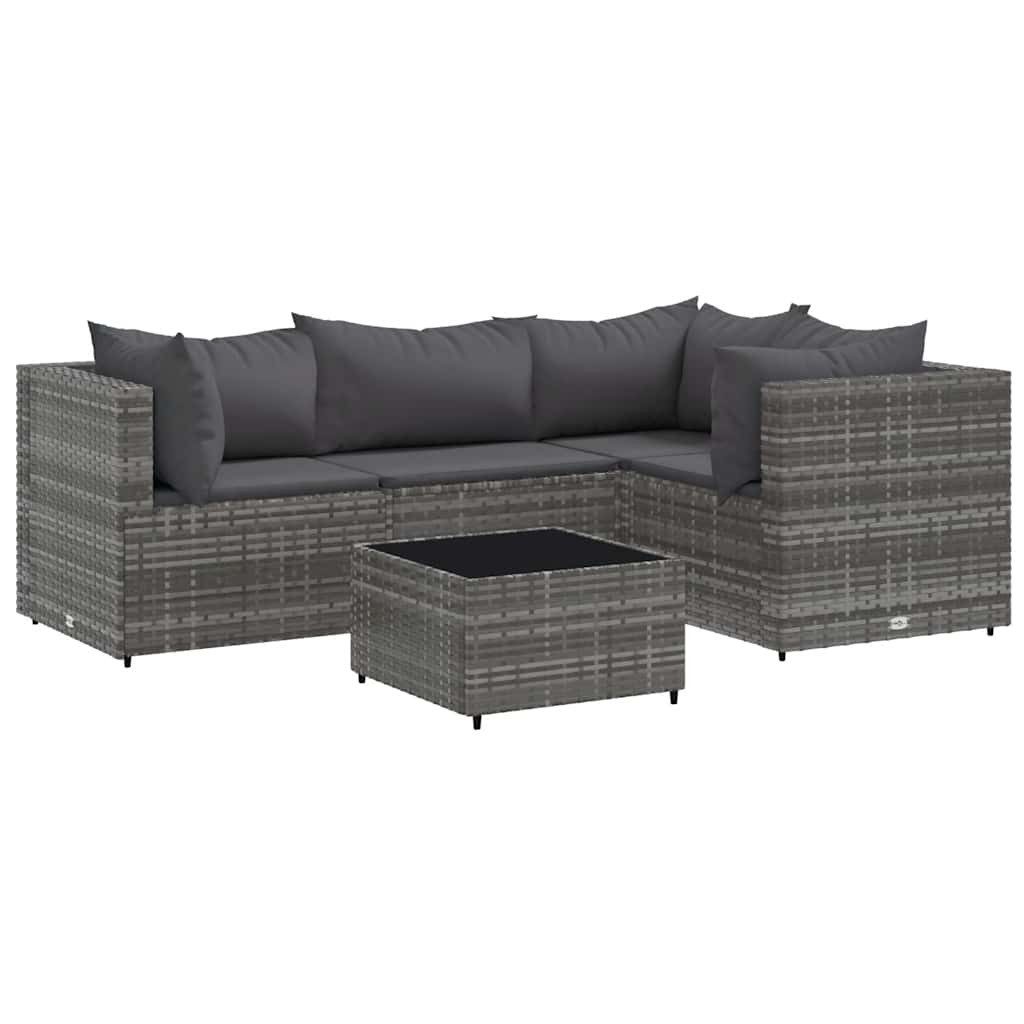 vidaXL Gartenlounge-Set 5-tlg. Garten-Lounge-Set mit Kissen günstig online kaufen