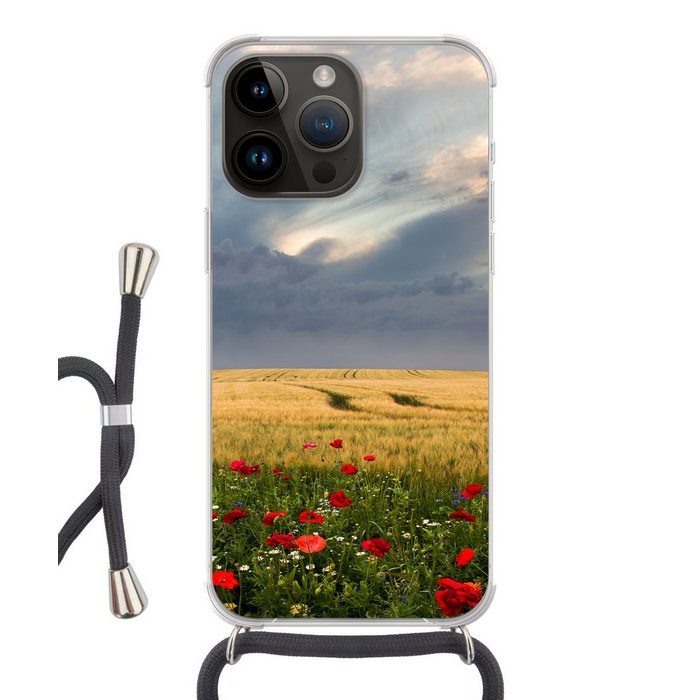 MuchoWow Handyhülle Blumen - Weizen - Wolken Handyhülle Telefonhülle Apple iPhone 14 Pro