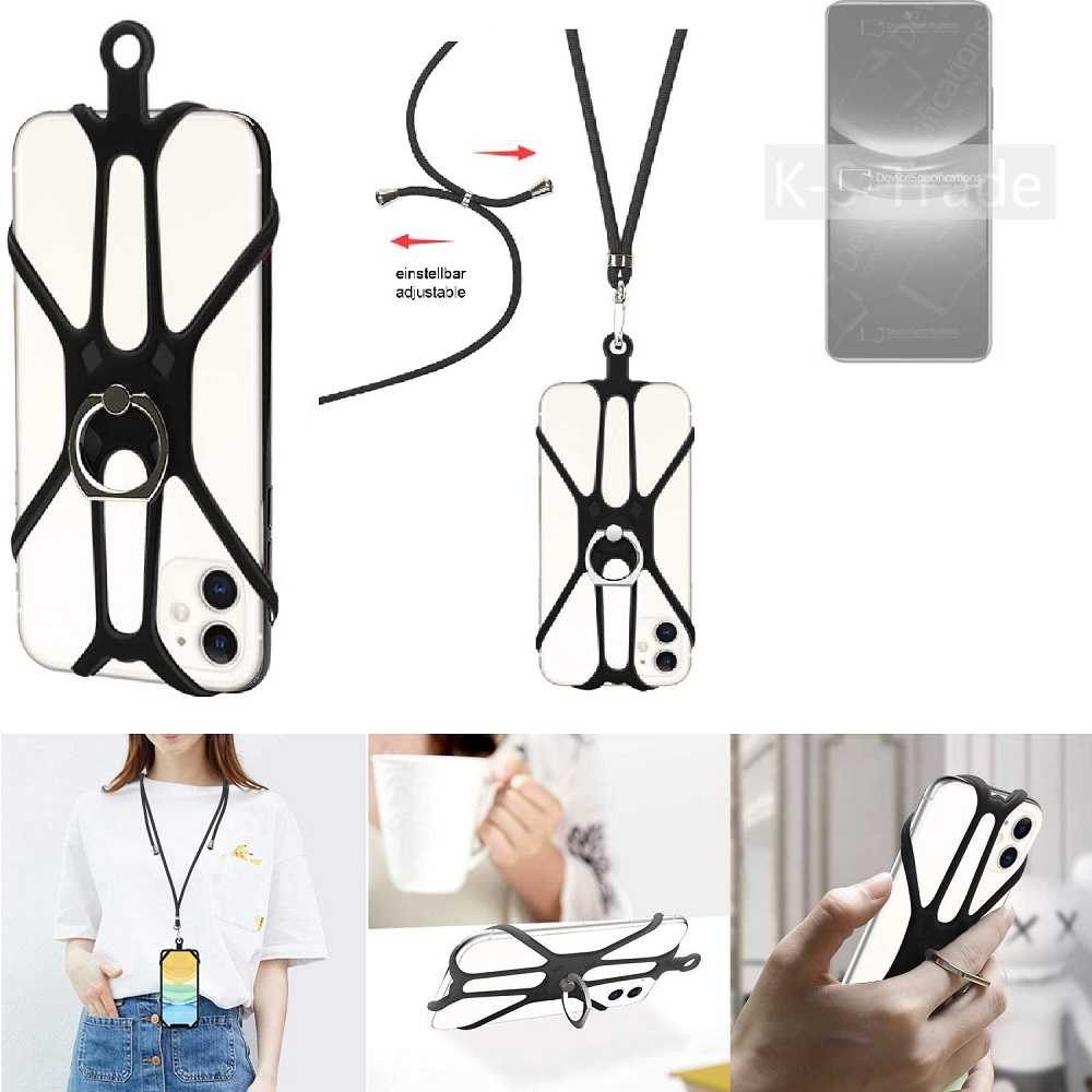 K-S-Trade Handyhülle für Huawei Hi nova 12z, 3in1 Handykette Handyband Handykordel Halsband Smartphone-Ring