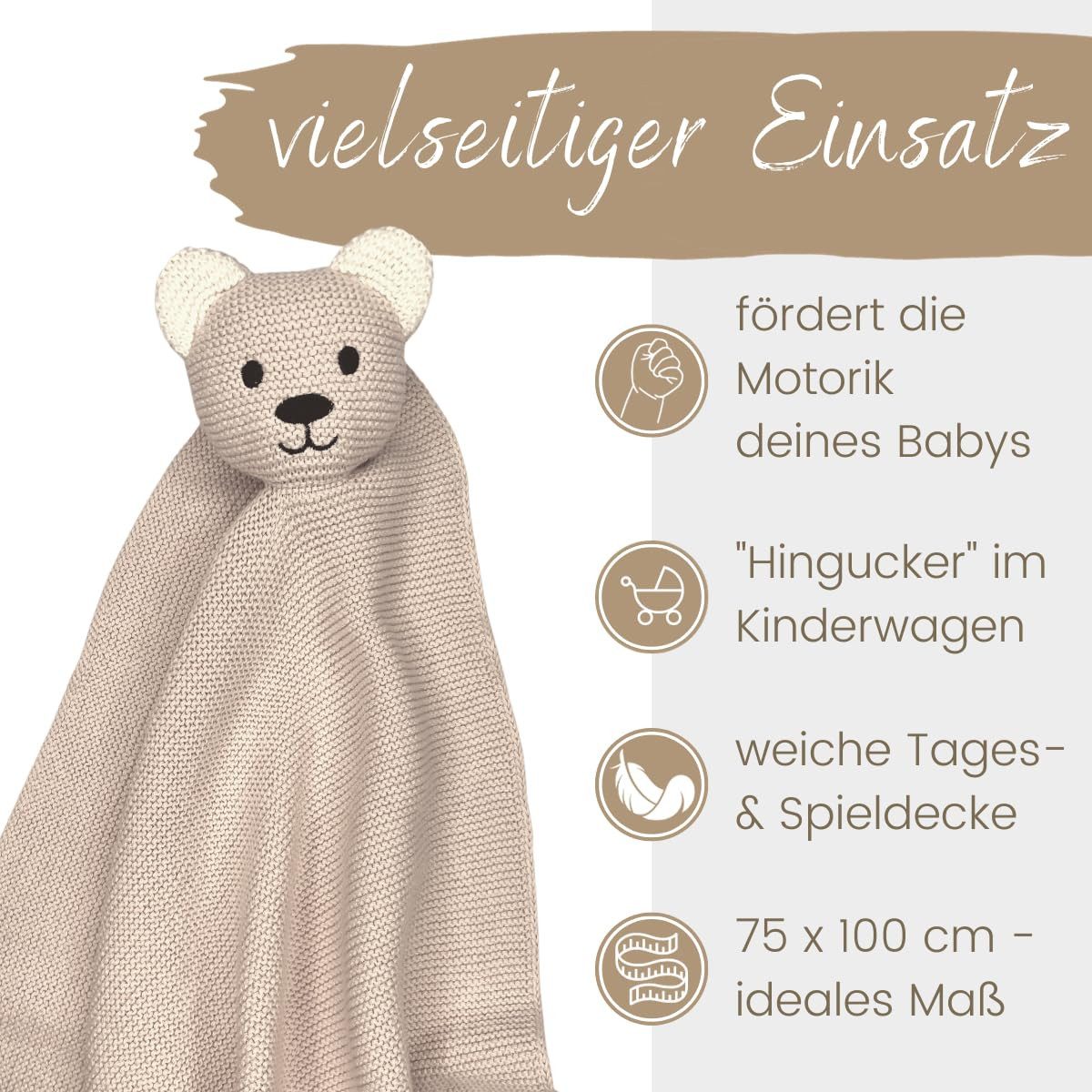 Babydecke DIKOS® Babydecke SCHMUSE-Bär Baby Geschenk Mädchen Junge Geschenkset, DIKOS, Geschenk zur Geburt, PREMIUM Qualität, 100 % BIO Baumwolle, nachhaltig – Bild 4 von 5