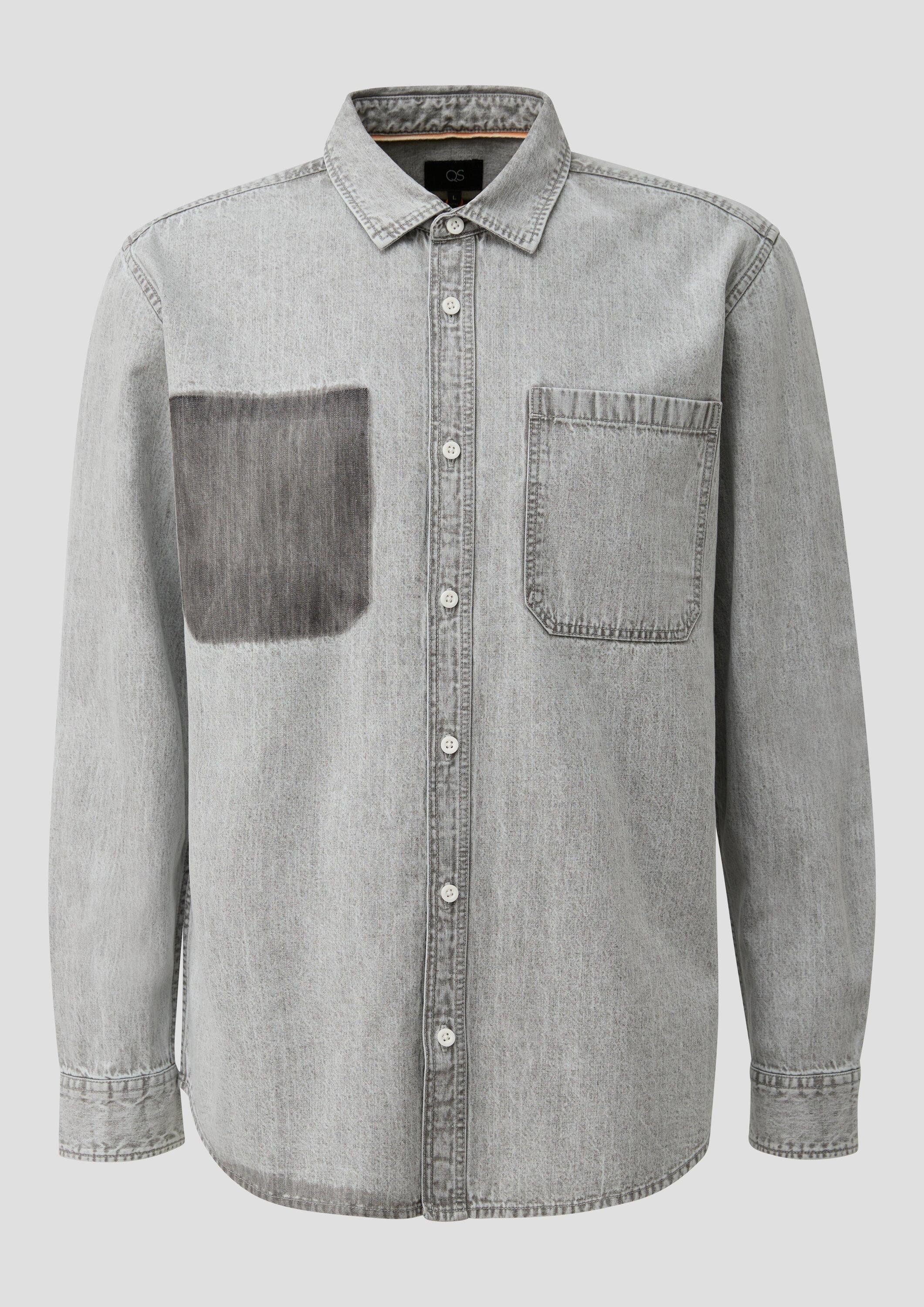 QS Hemdjacke Hemd Regular Fit: Denim-Hemd