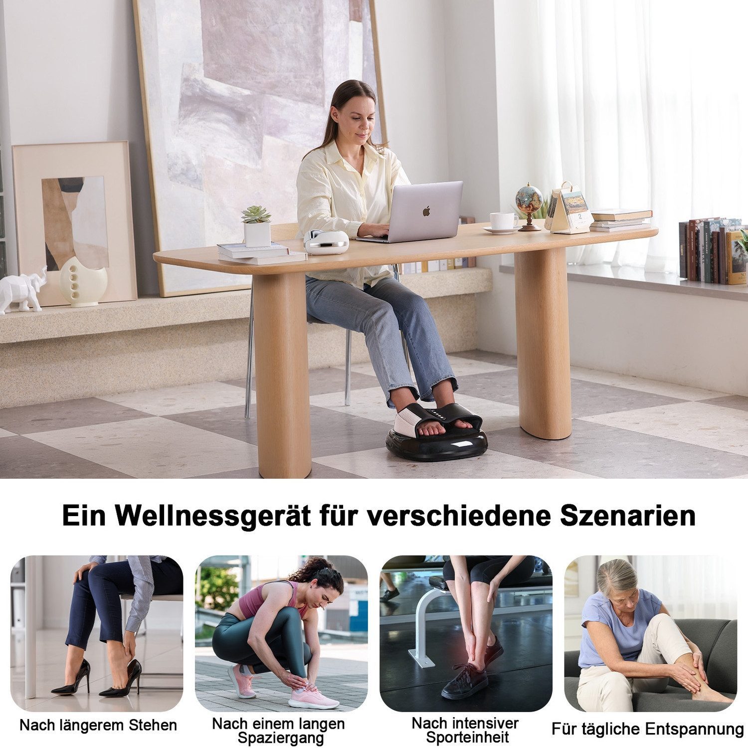 NAIPO Fußmassagegerät Aspria 2-in-1, Luftkompression, Wärme, 60 Massageköpfe