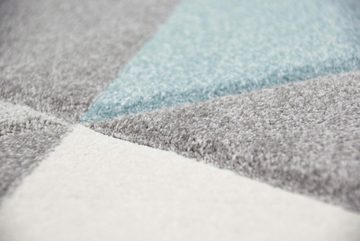 Teppich Teppich Wohnzimmer Teppich Design mit Dreieck Muster in Blau Grau Creme, Teppich-Traum, rechteckig, Höhe: 13 mm