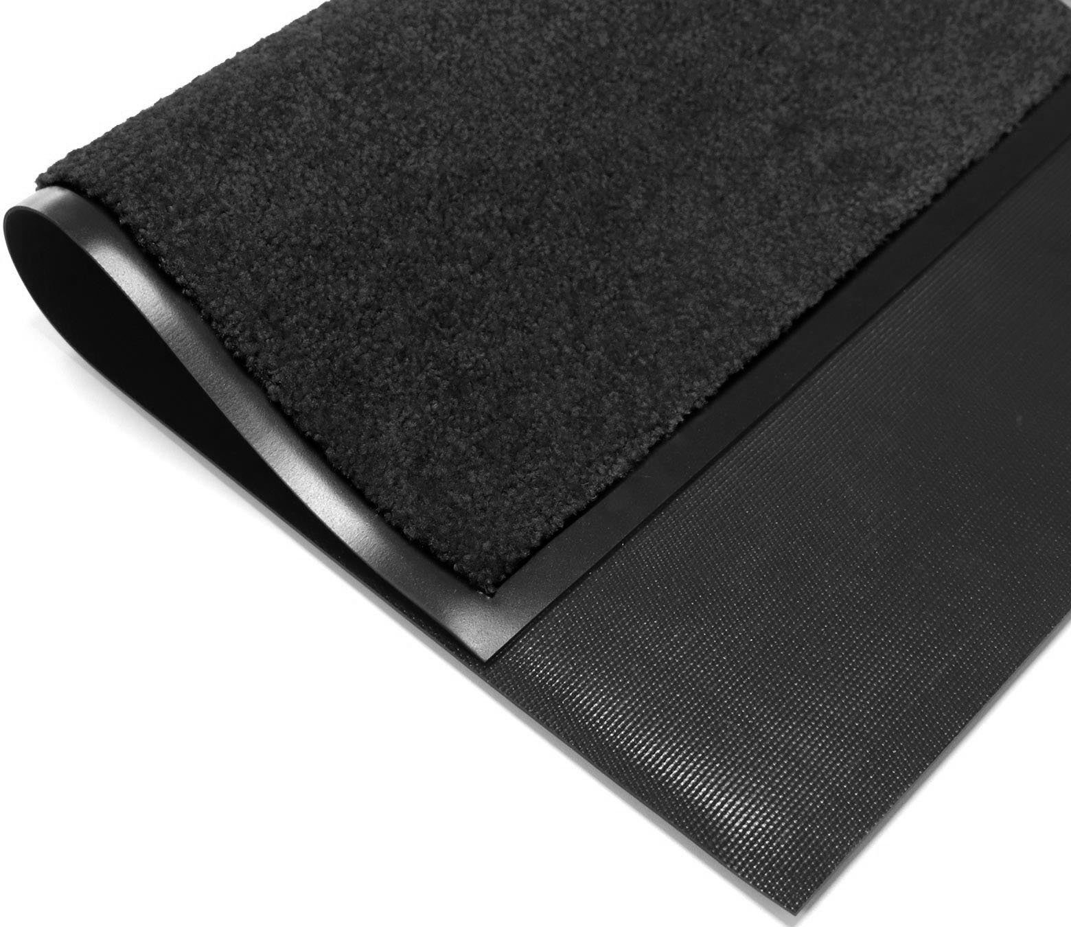 Fußmatte Schmutzfangmatte CLEAN PRO, 8 rechteckig, Schmutzfangmatte, waschbar in mm, UV-beständig, Höhe: Primaflor-Ideen schwarz Uni-Farben, Textil