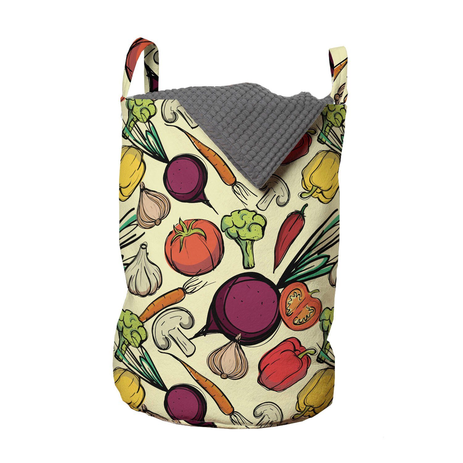 Abakuhaus Wäschesäckchen Wäschekorb mit Griffen Kordelzugverschluss für Waschsalons, Gemüse Organic Farm Products