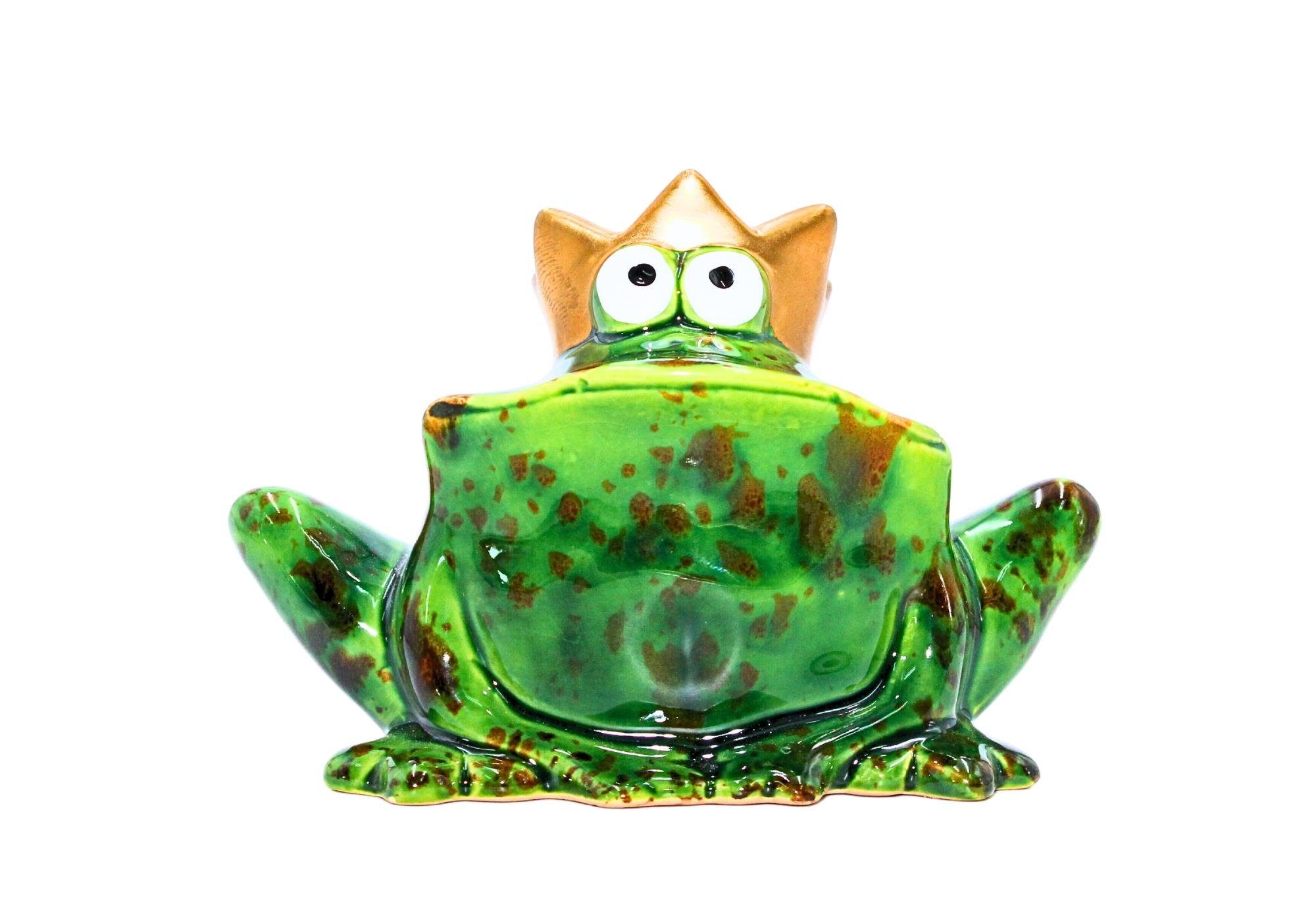 Dekohelden24 Gartenfigur Lustiger Deko-Frosch mit goldener günstig online kaufen