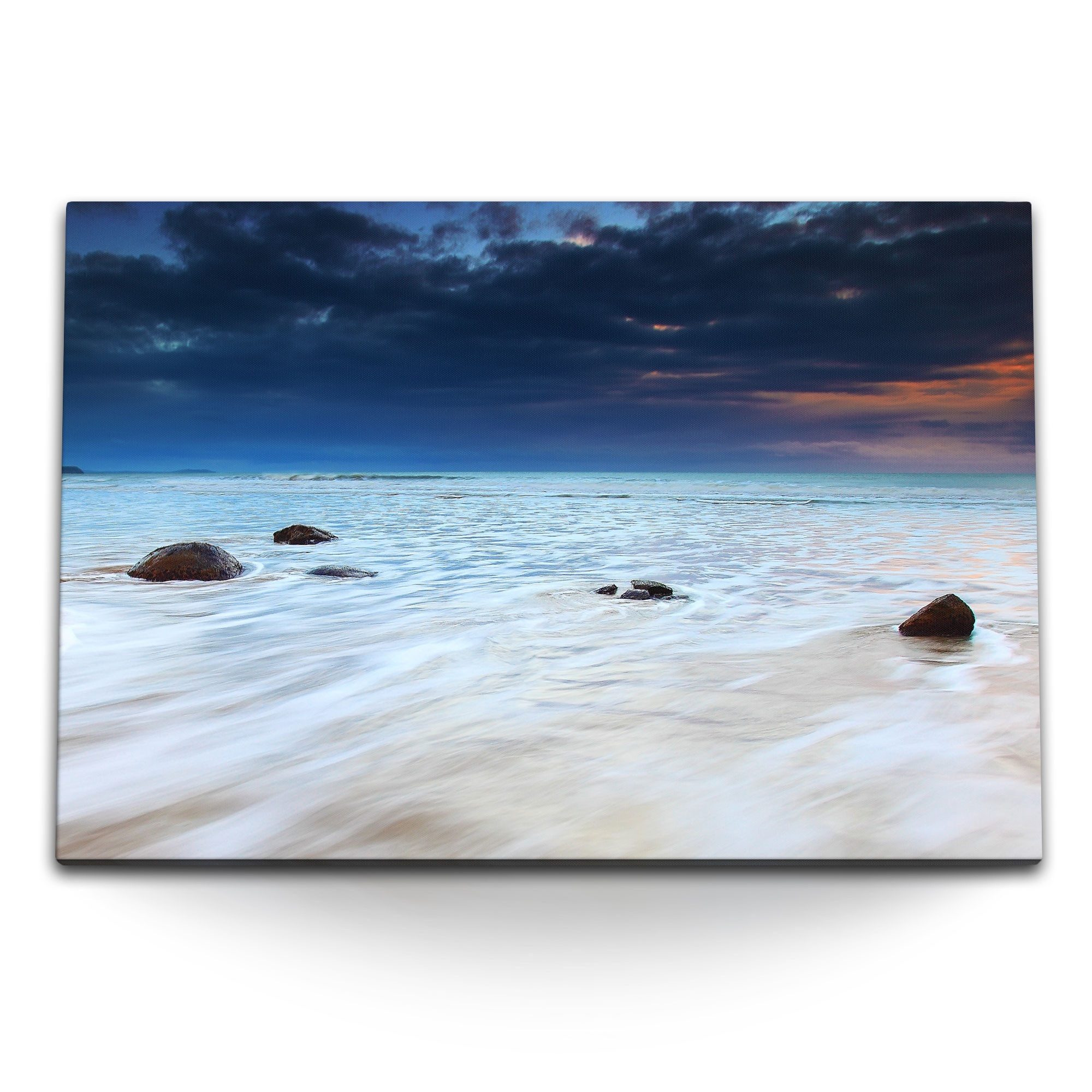 Leinwandbild 120x80cm Wandbild auf Leinwand Horizont Meer dunkler Himmel seichtes W