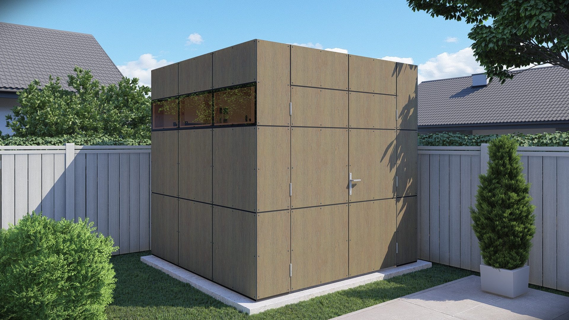 BERTILO Gartenhaus HPL 1, in verschiedenen Farben, BxT: 231x236 cm, Fassaden-HPL in Architekturqualität, witterungsbeständig, farbstabil