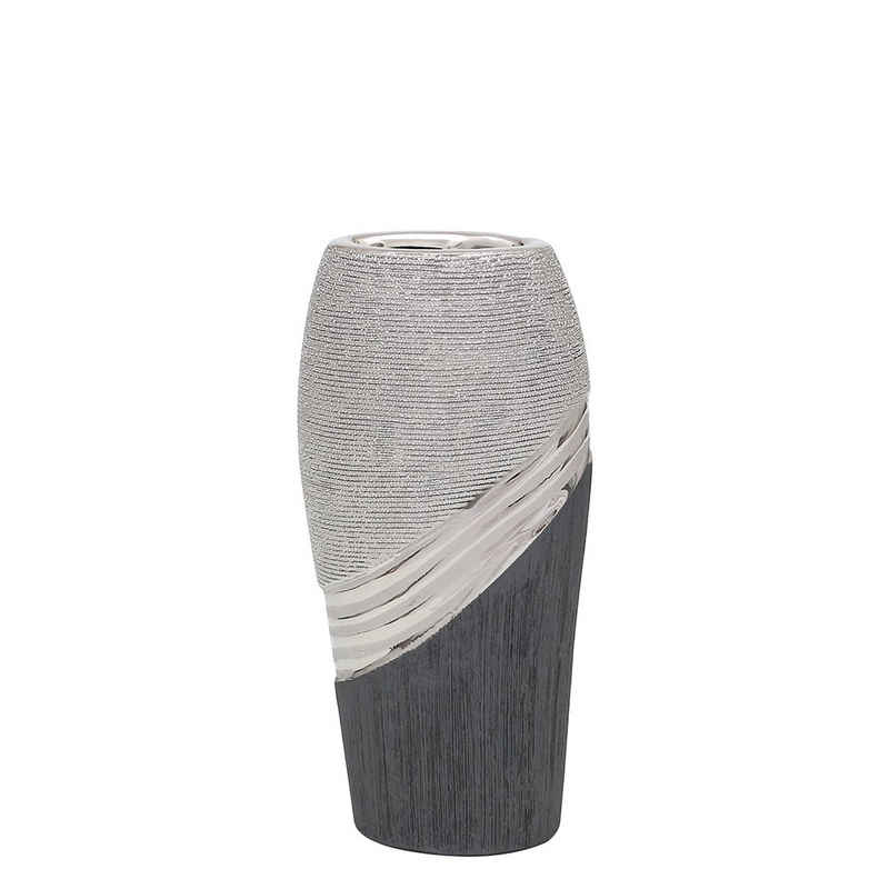 Dekohelden24 Dekovase Edle moderne Deko Designer Keramik Vase in silber- (1 St)
