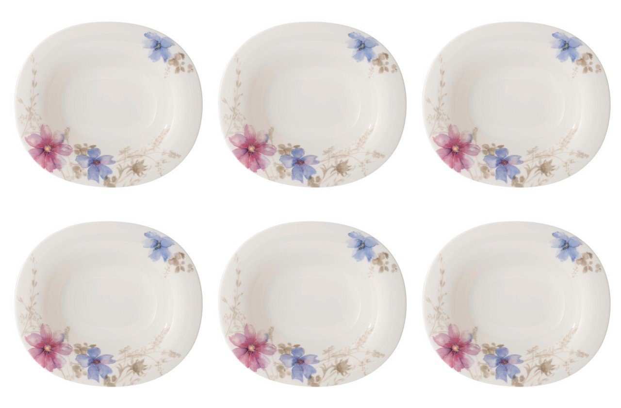 mehrfarbig Porzellan Boch Suppenteller H:4.5cm Villeroy B:21.5cm Gris, Mariefleur & L:24cm