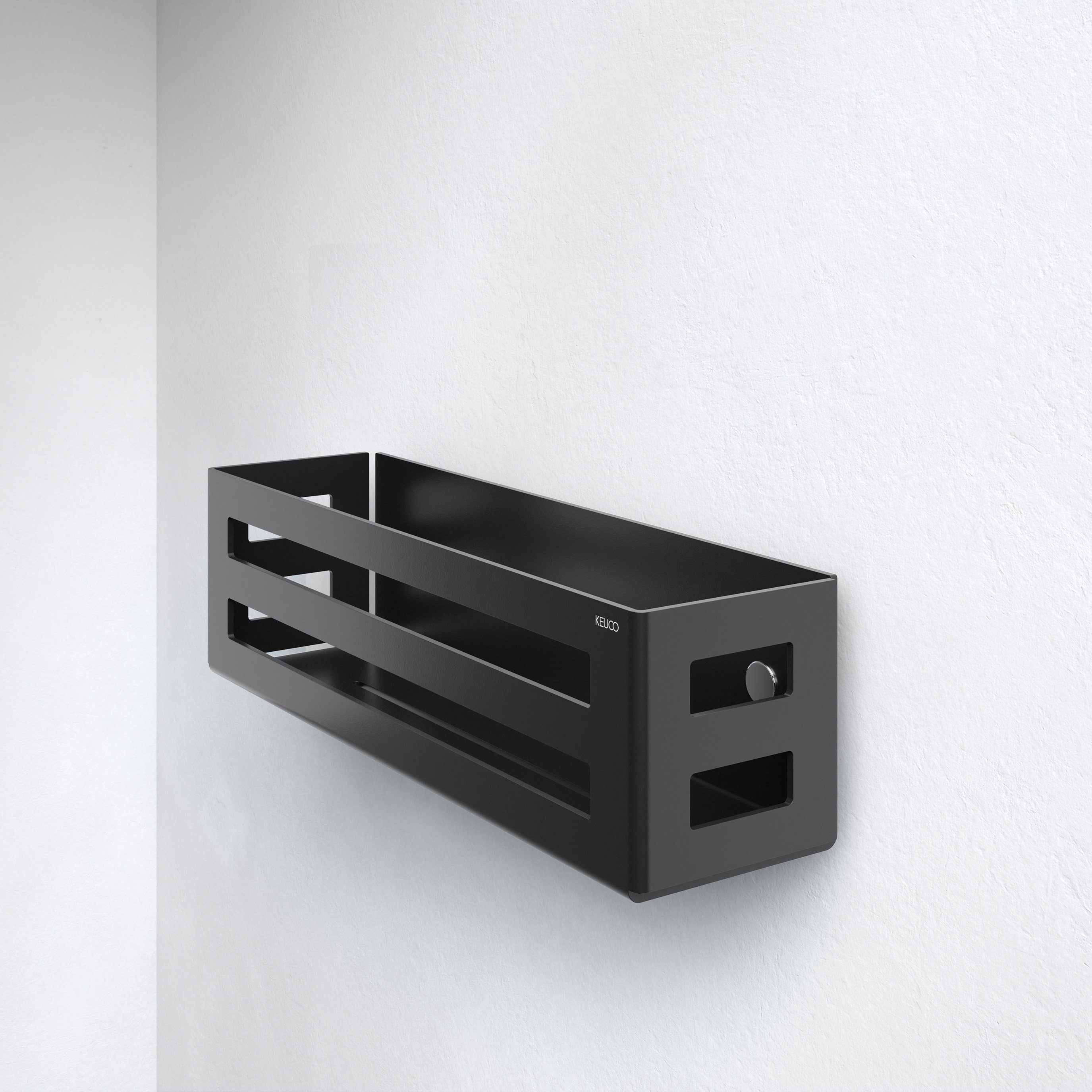 Keuco Duschablage aus Aluminium, 32 cm, abnehmbar, Aluminium schwarz matt, zum Kleben oder Schrauben