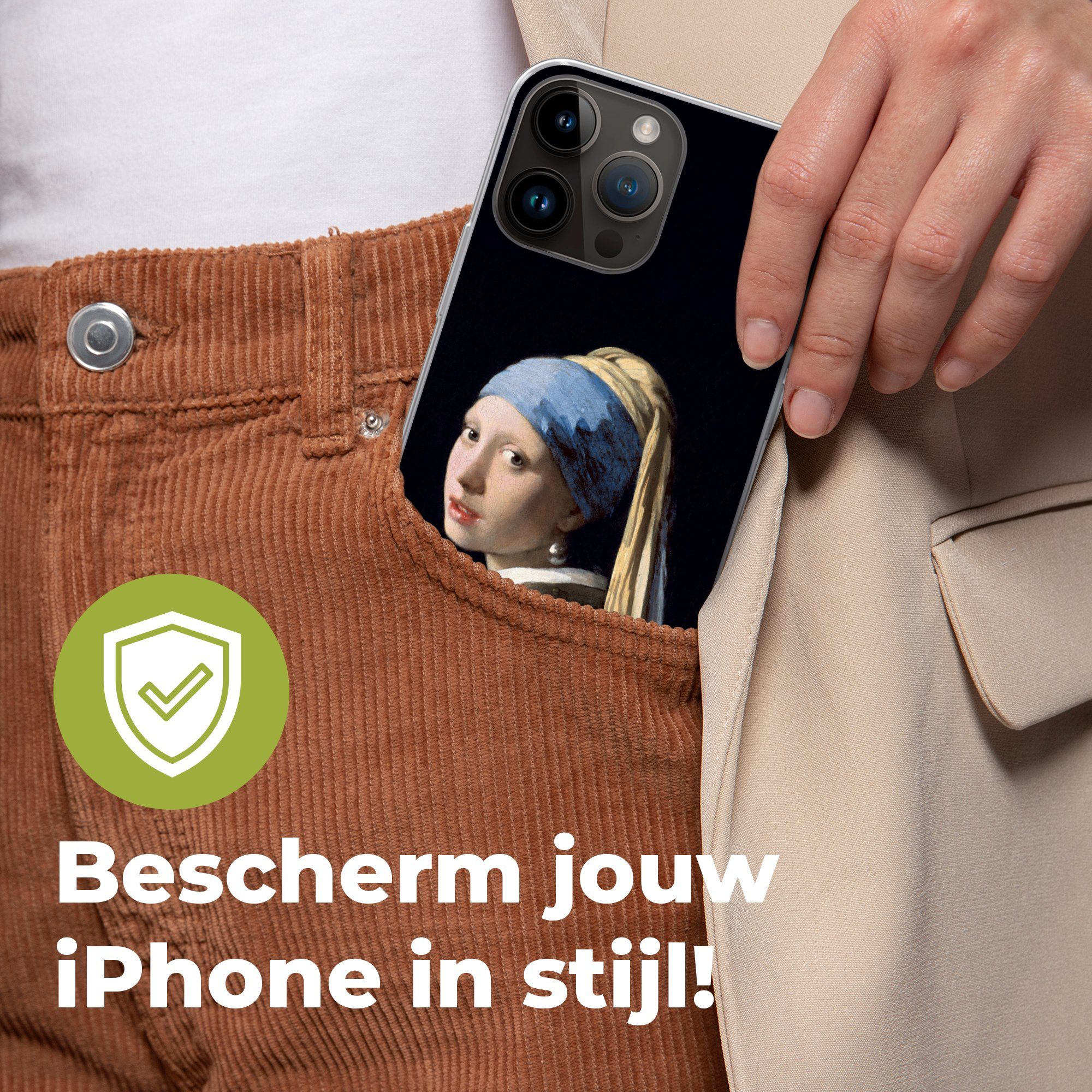 MuchoWow Handyhülle für Apple iPhone 14 Pro Max Mädchen mit Perlenohrring - Vermeer - Kuns, Smartphone-Bumper, Print, Handy Schutzhülle Dünn