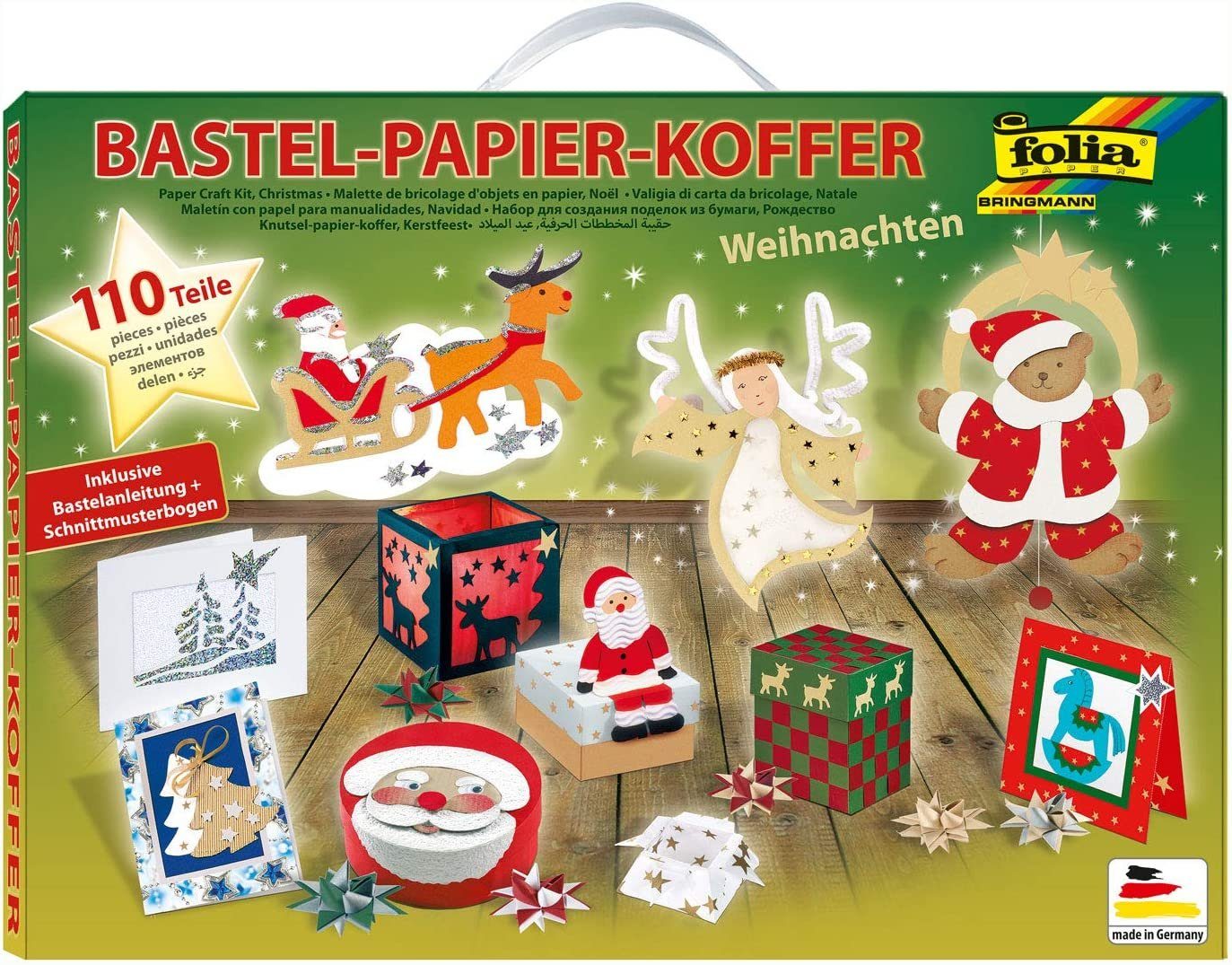 II", Bastelpapier-Koffer "Weihnachten Folia folia Bastelkartonpapier 110-teilig