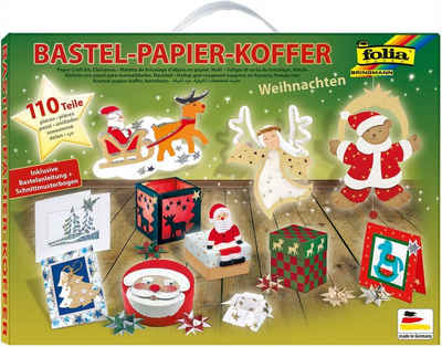 Folia Bastelkartonpapier folia Bastelpapier-Koffer "Weihnachten II", 110-teilig