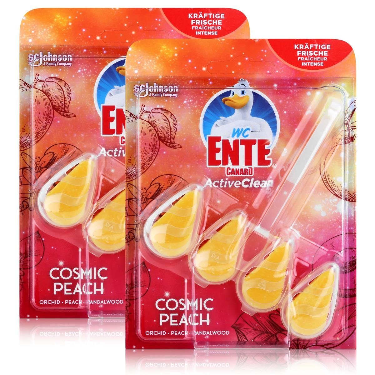 WC Ente WC Ente ActiveClean (2er WC-Reiniger 38,6g Pack) Cosmic Einhänger Peach WC-Frische