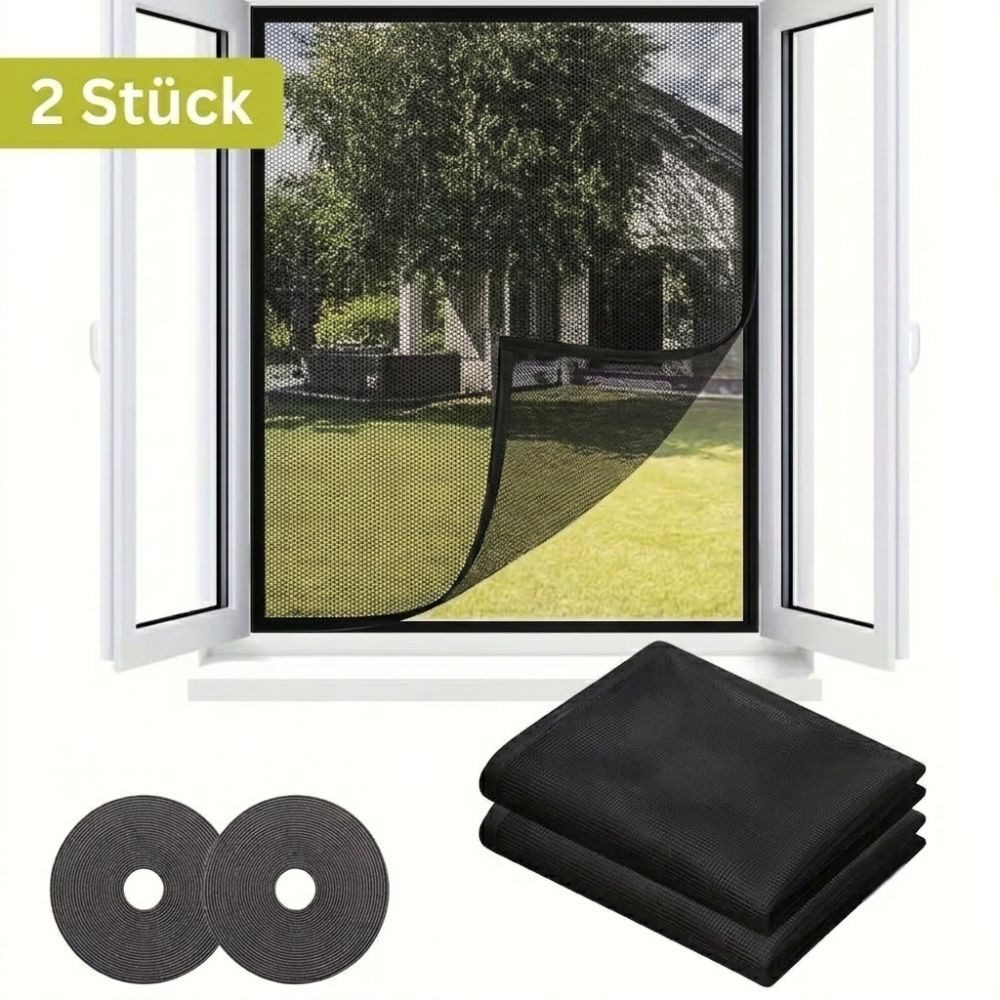 LIVINO Fliegengitter-Gewebe 2er Fliegengitter Fenster 130x150cm Weiß zuschneidbar ohne Bohren, (Mehrteiliges Fenster Netz Set, 2 Stück Fliegengitter Set), Selbstklebend, transparent, zuschneidbar, luftdurchlässig