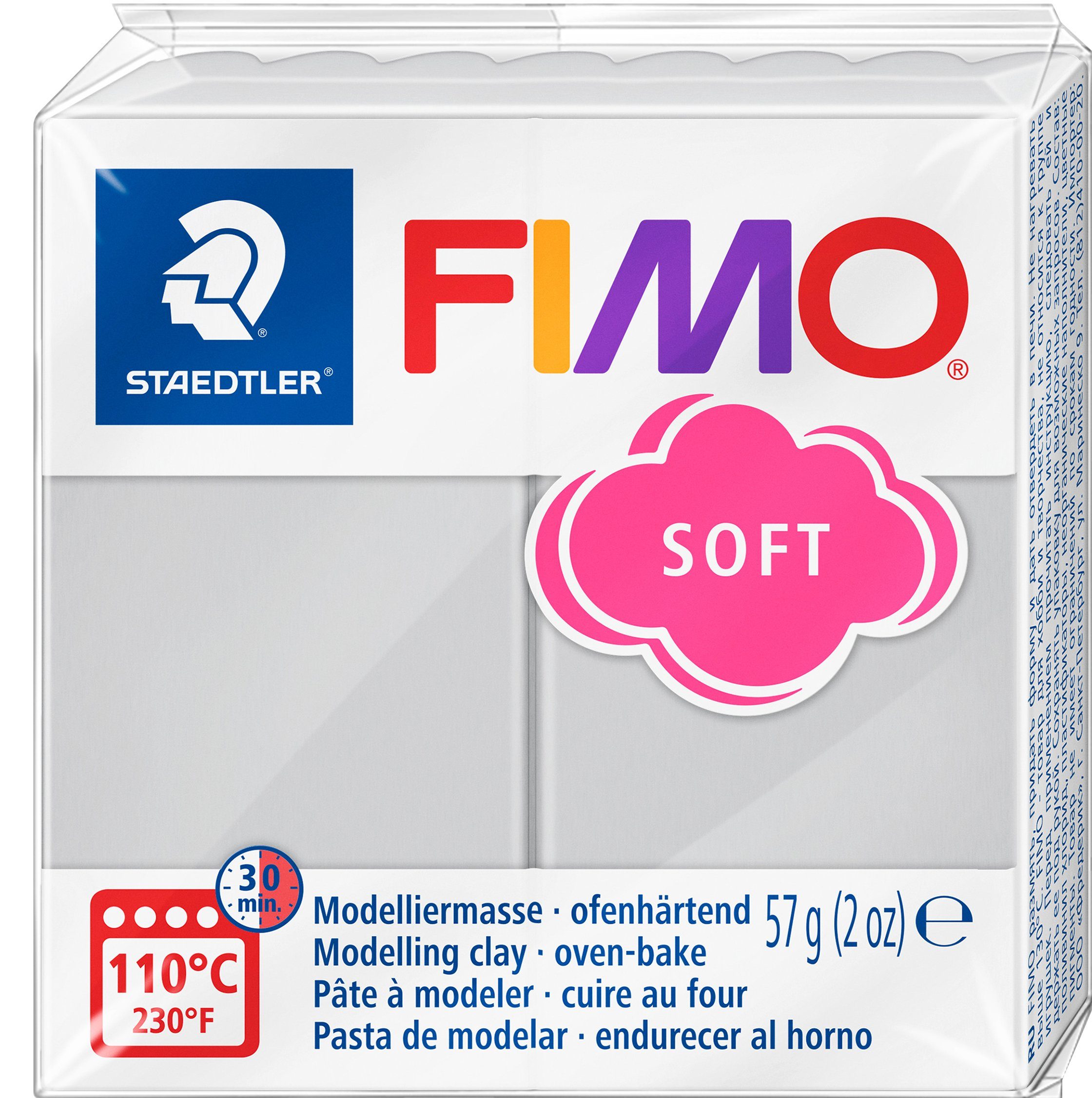 FIMO Modelliermasse soft Basisfarben, 57 g Delphingrau | Malerfolien