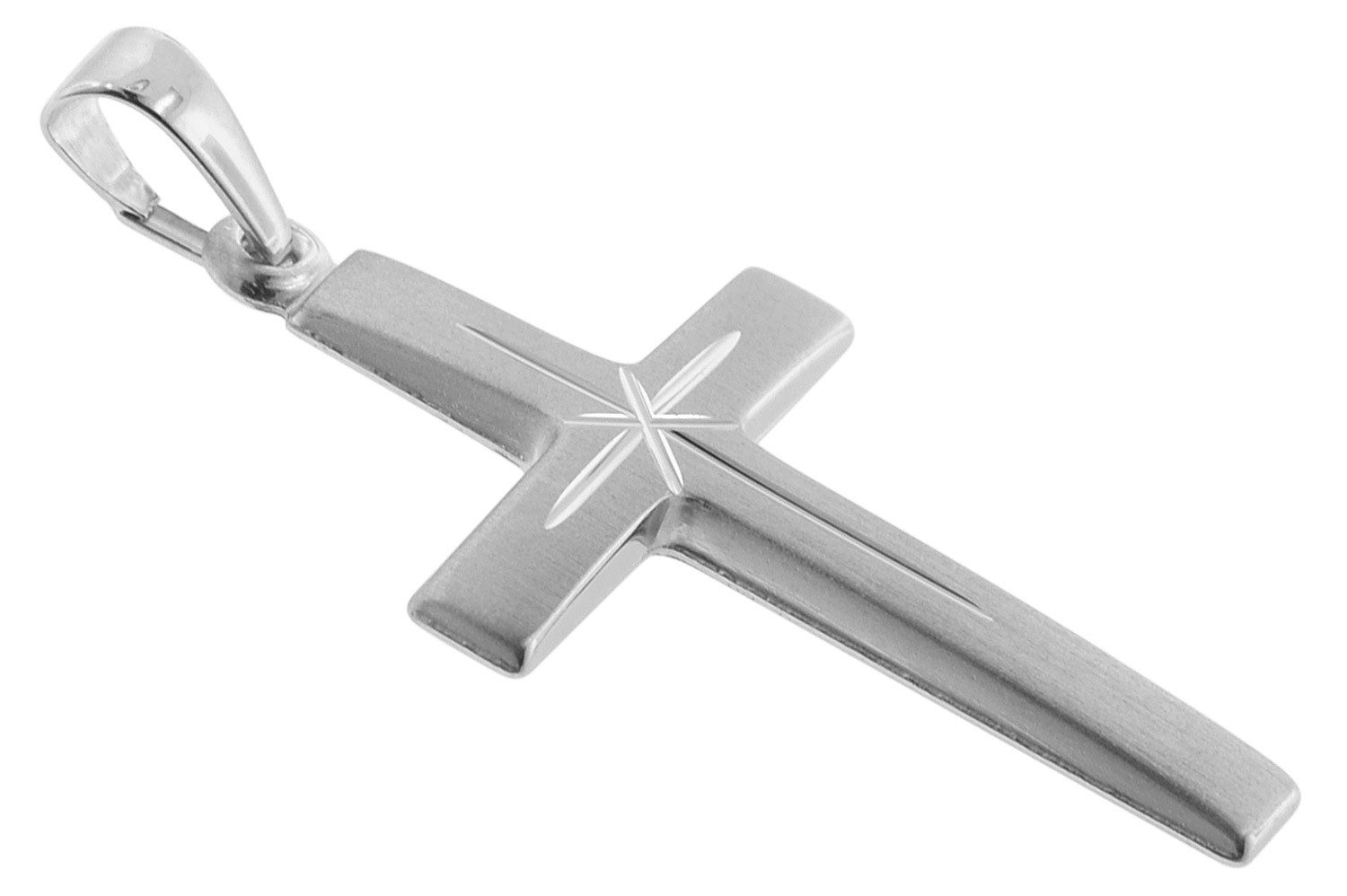 trendor Goldkette Kreuz-Anhänger 24 mm Weißgold 585 (14 Karat) mit Silberke günstig online kaufen