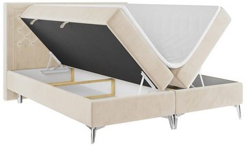 MKS MÖBEL Boxspringbett MACAN, Modern Bett - Praktisch Polsterbett mit Kopfstütze