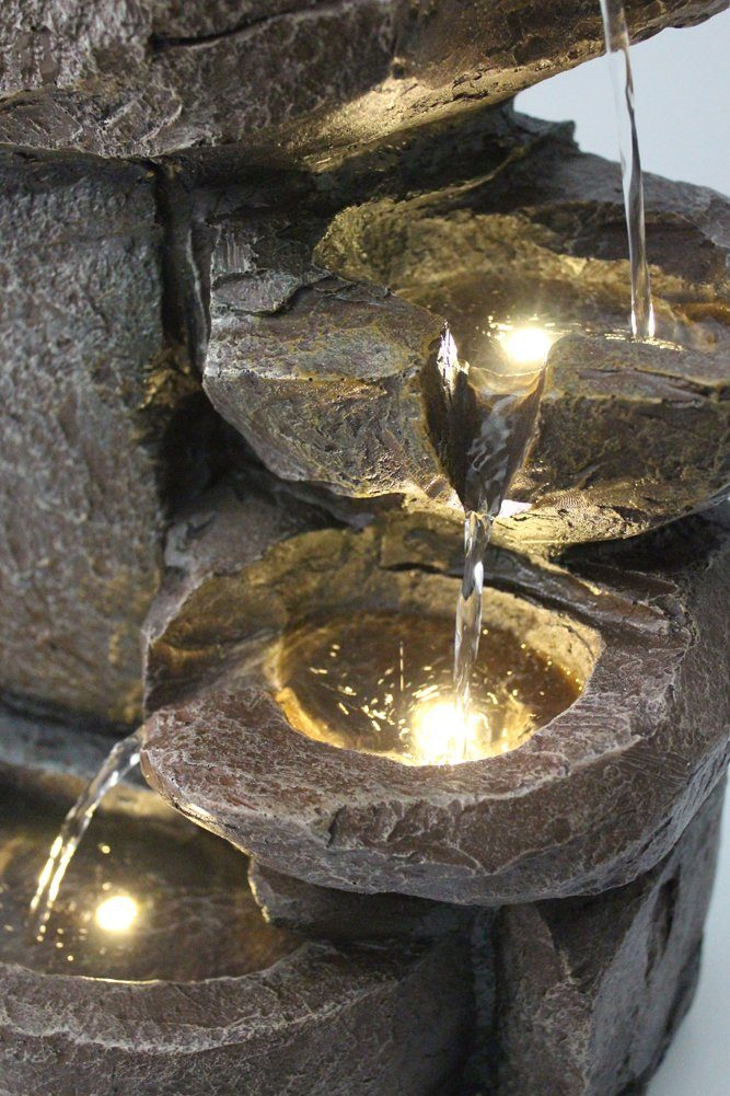 Arnusa Gartenbrunnen Zimmerbrunnen BK851 Springbrunnen Wasserfall Kaskade, Komplettset mit LED Beleuchtung 50 cm Höhe